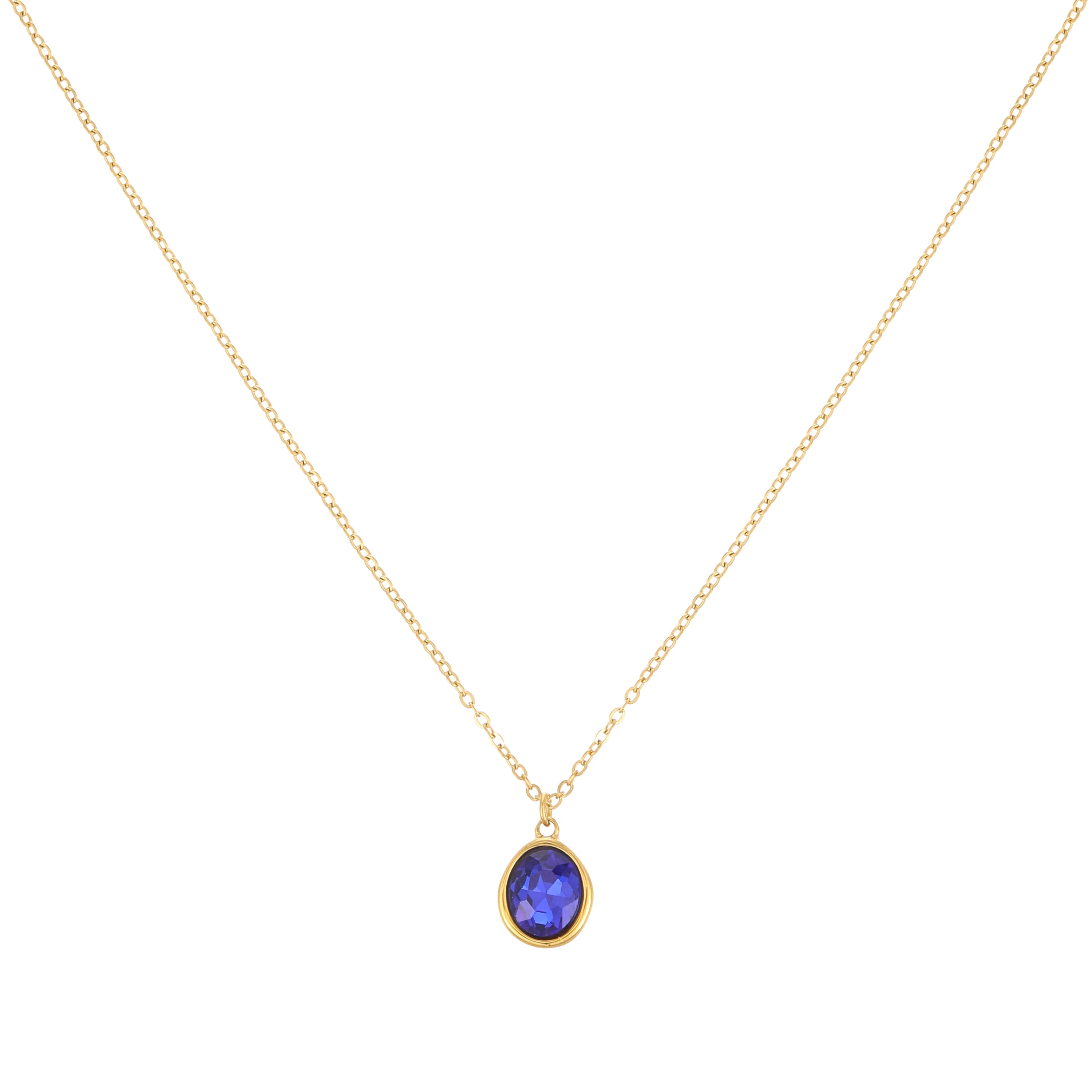 Maddie Gold Blue Simple Stone Necklace