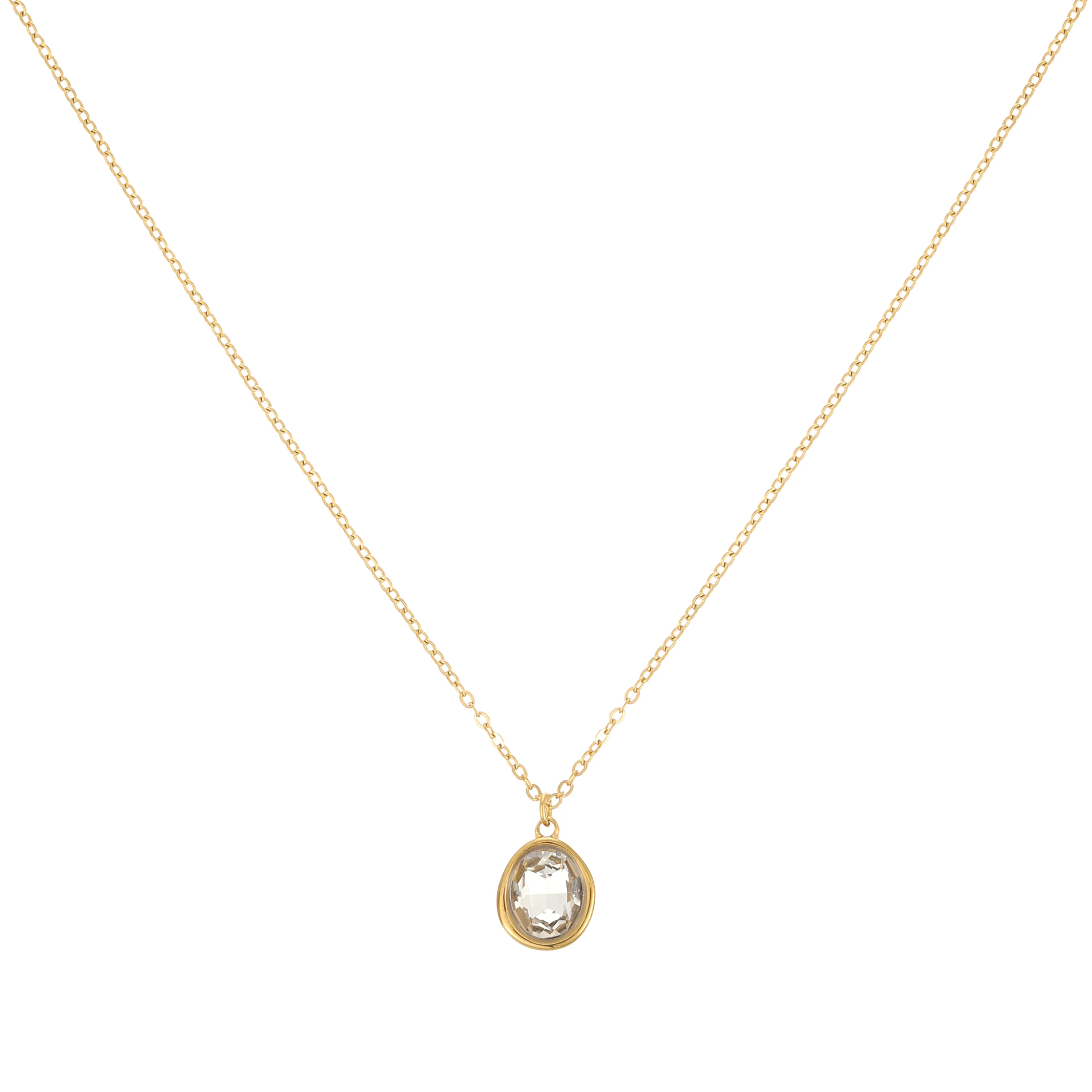 Maddie Gold Crystal Simple Stone Necklace