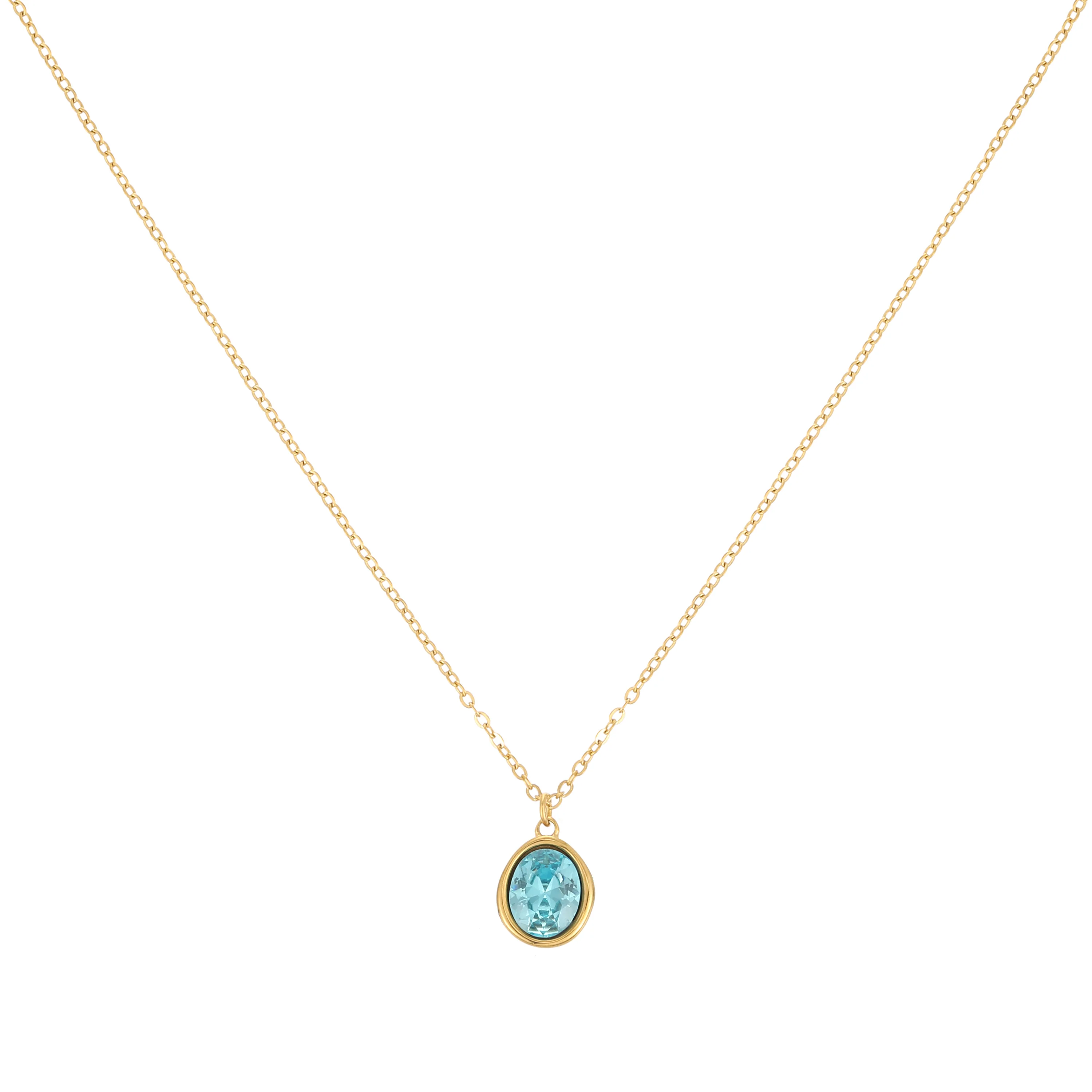Maddie Gold Turquoise Simple Stone Necklace