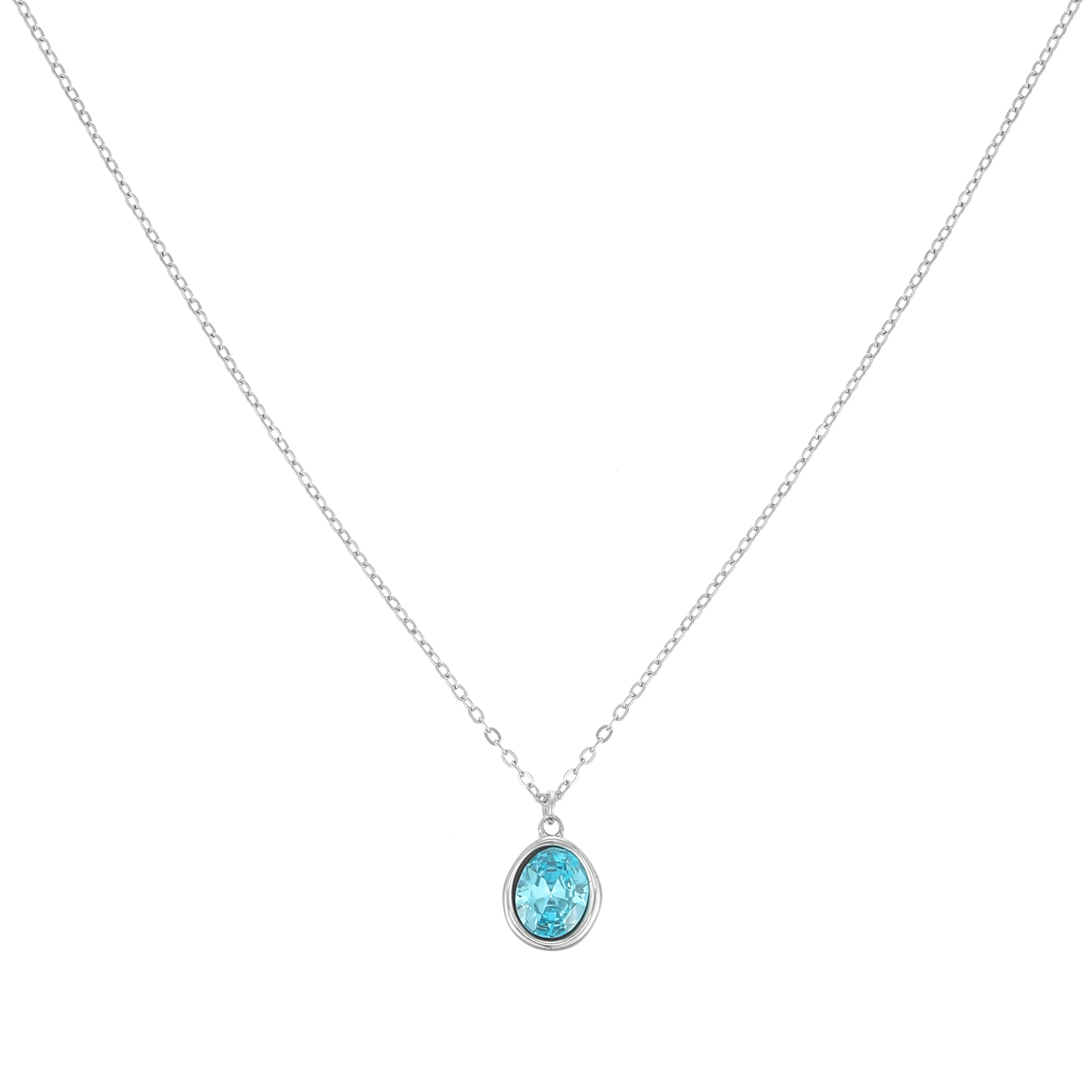 Maddie Silver Turquoise Simple Stone Necklace