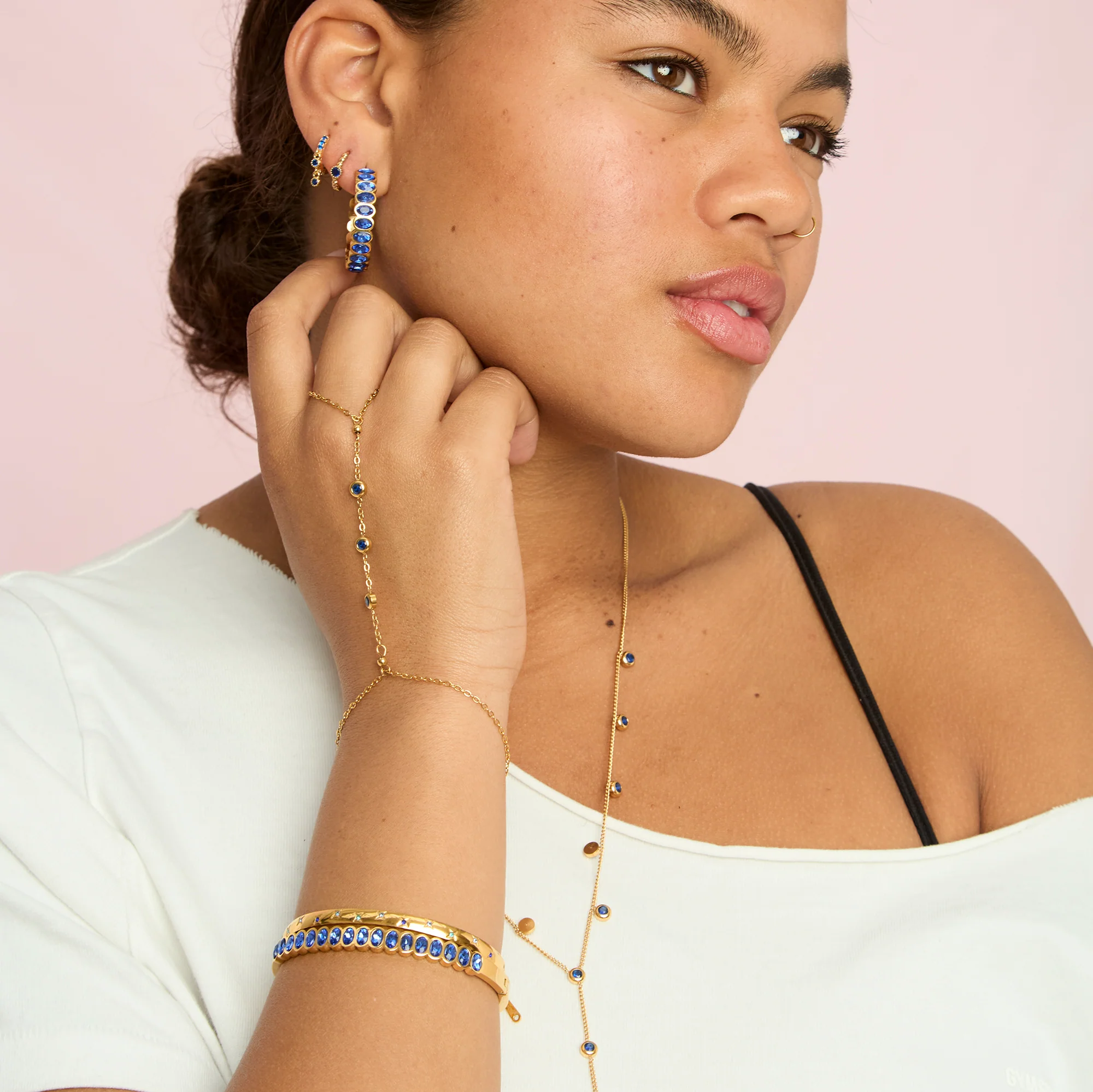 Madeleine Gold Blue Hand Chain - Image 4