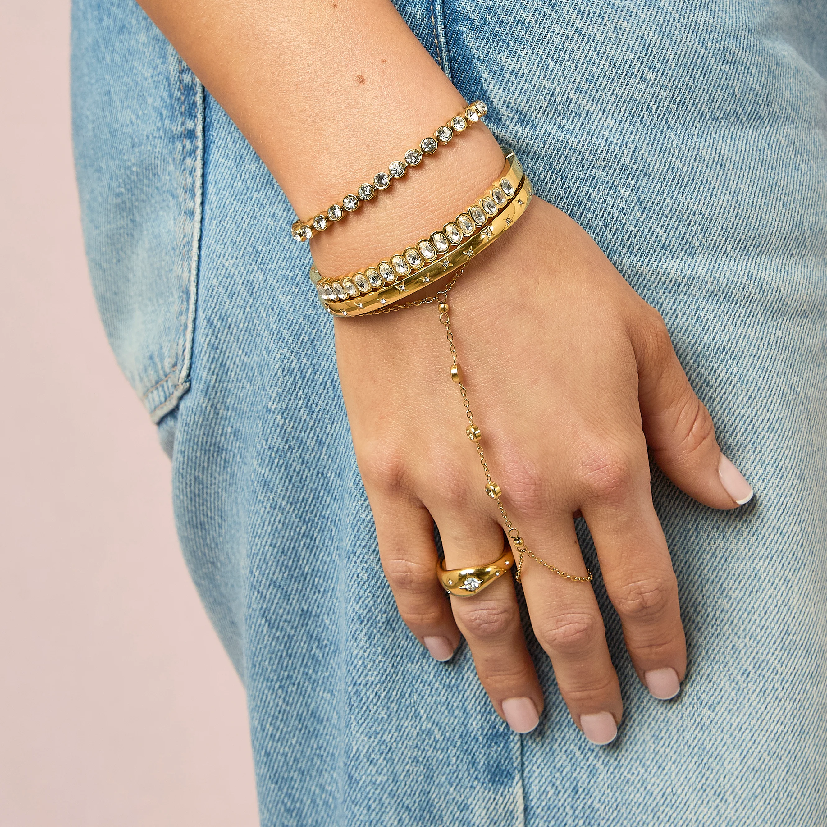 Amelia Gold Crystal Star Bangle - Image 3