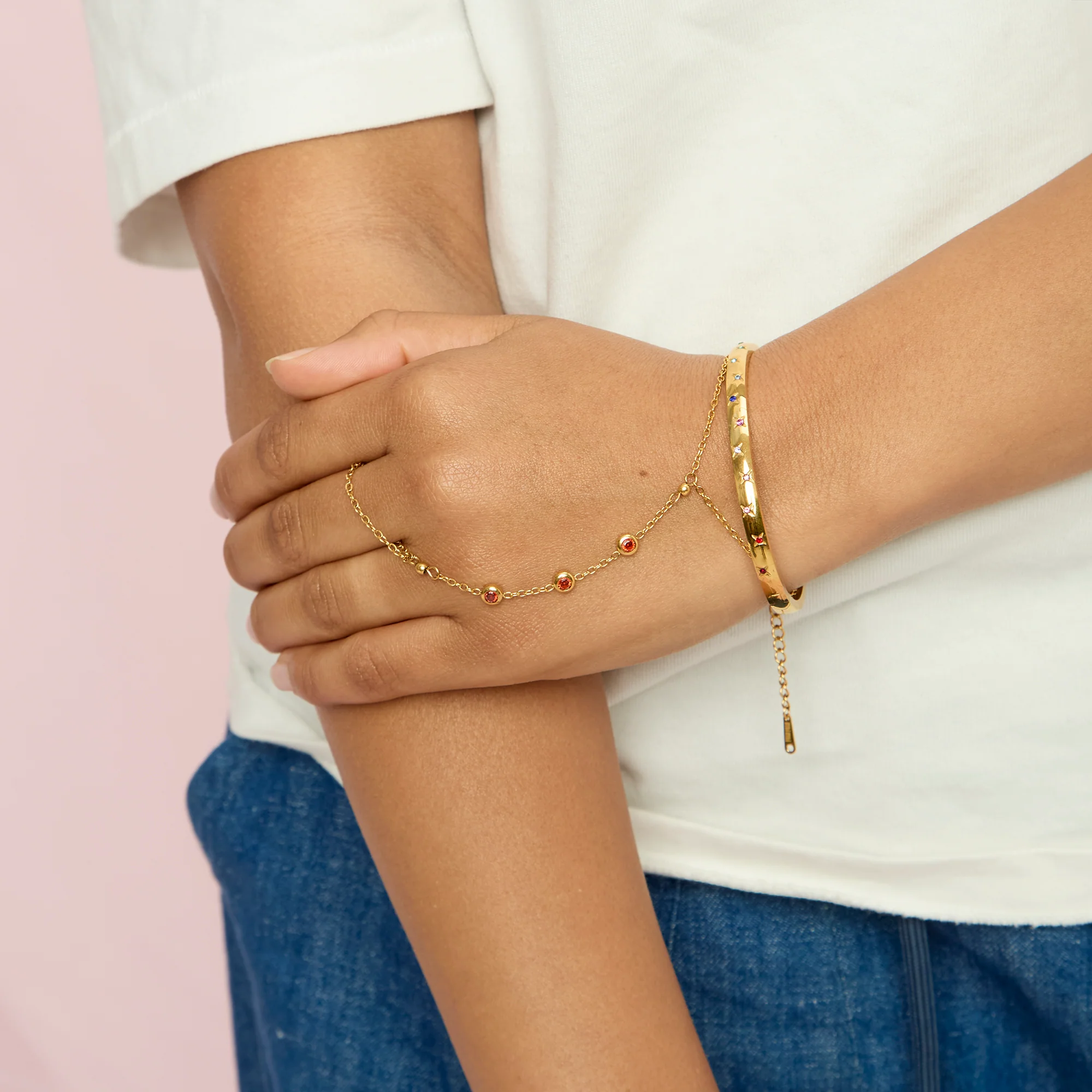 Madeleine Gold Red Hand Chain - Image 2