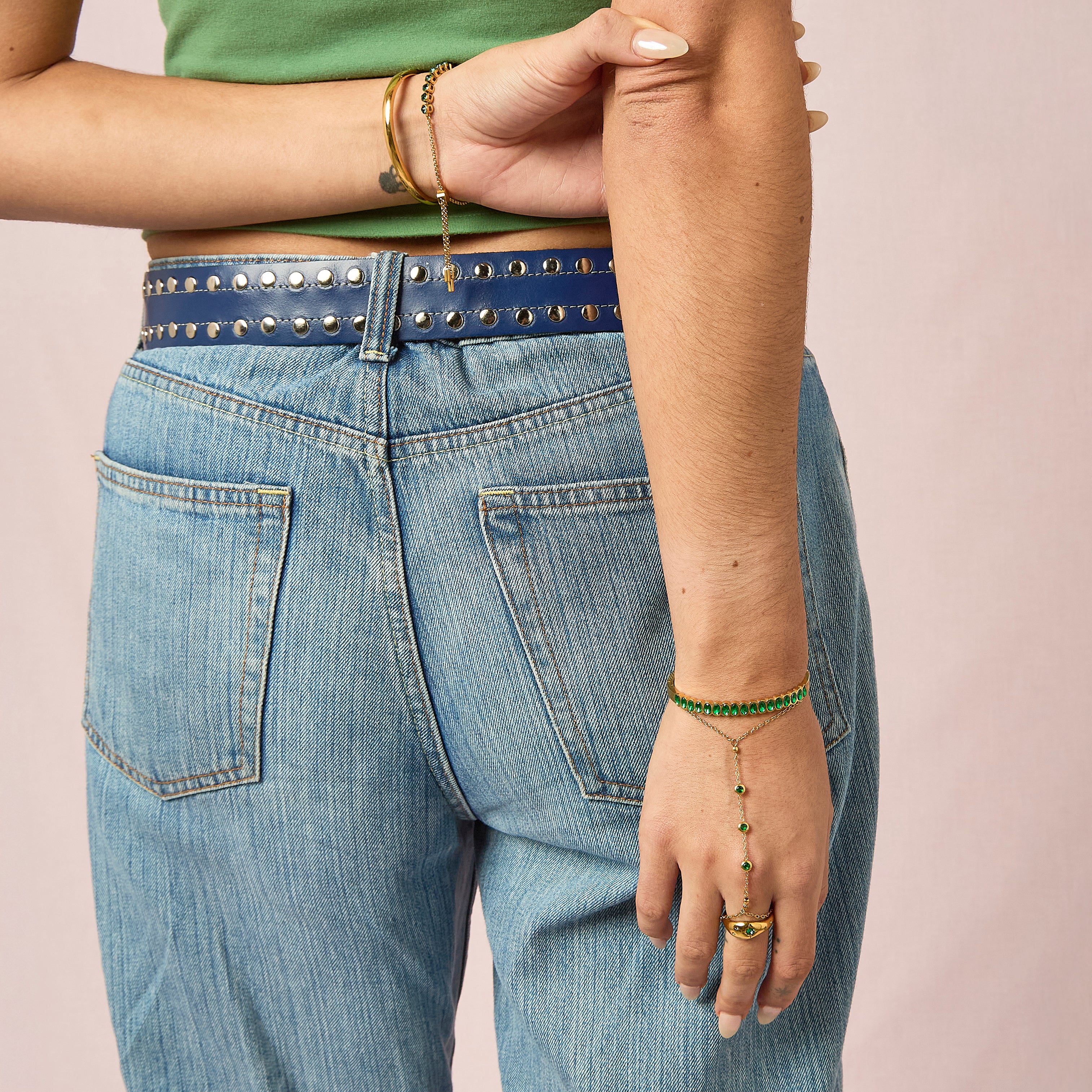 Martha Gold Green Bangle - Image 3