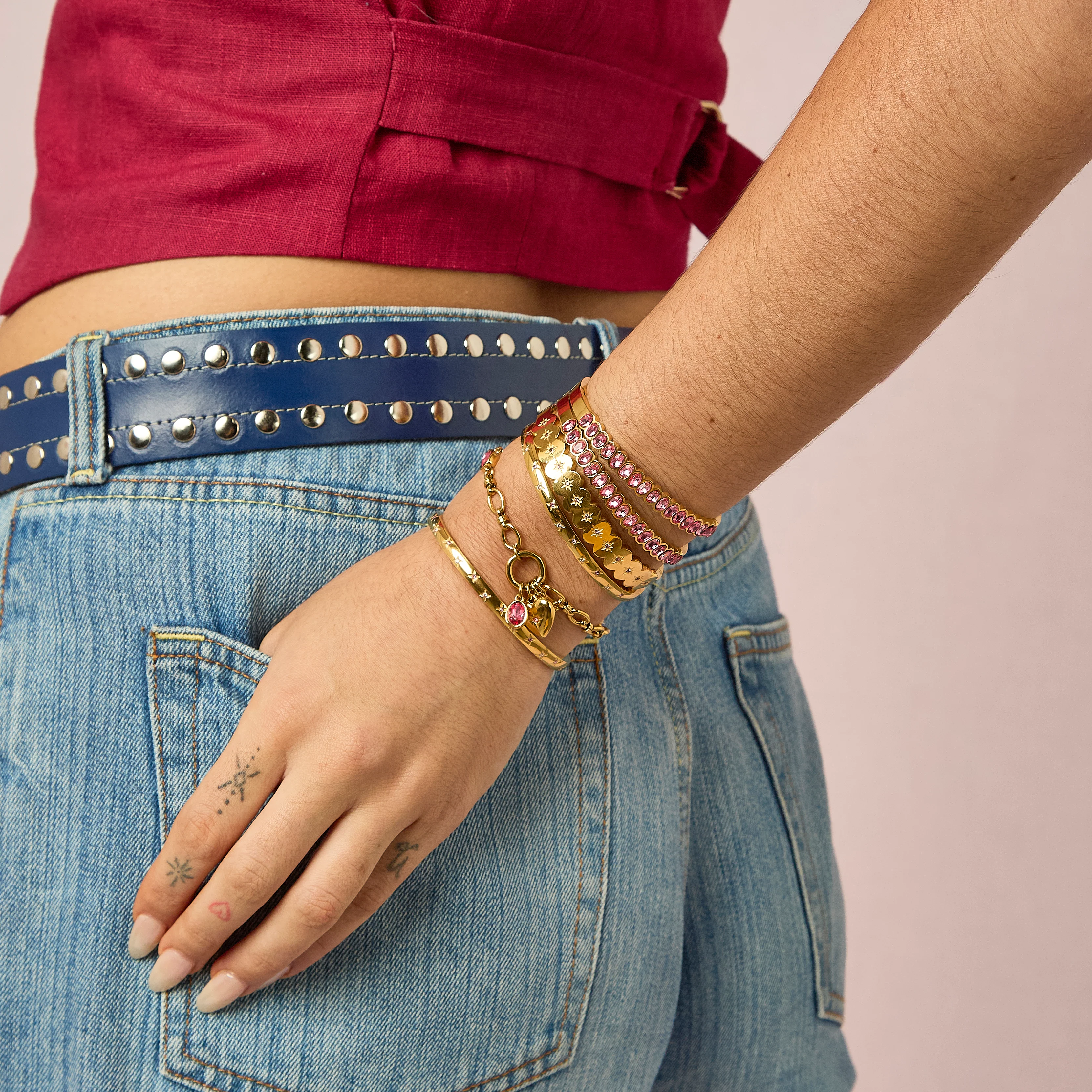 Martha Gold Pink Bangle - Image 3