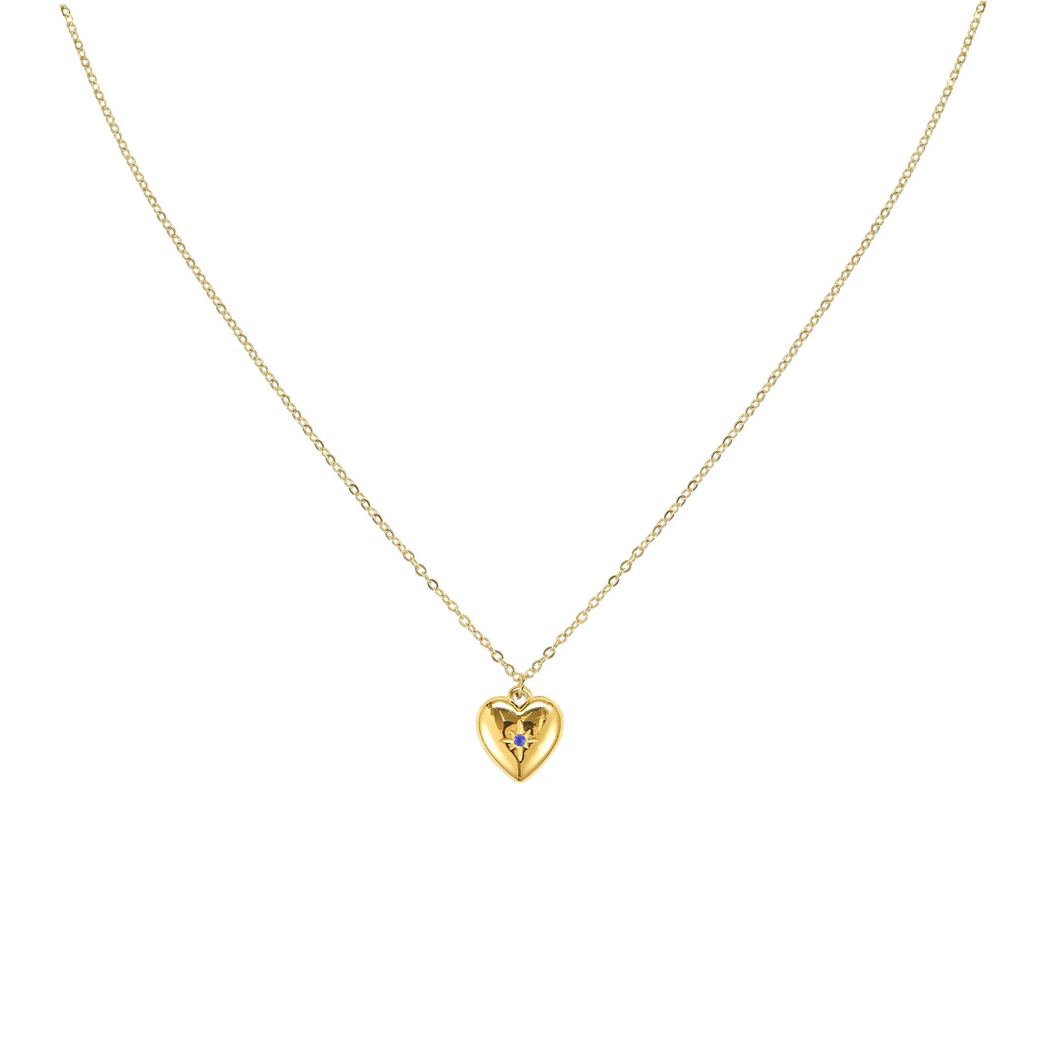 Megan Gold Blue Heart Pendant Necklace