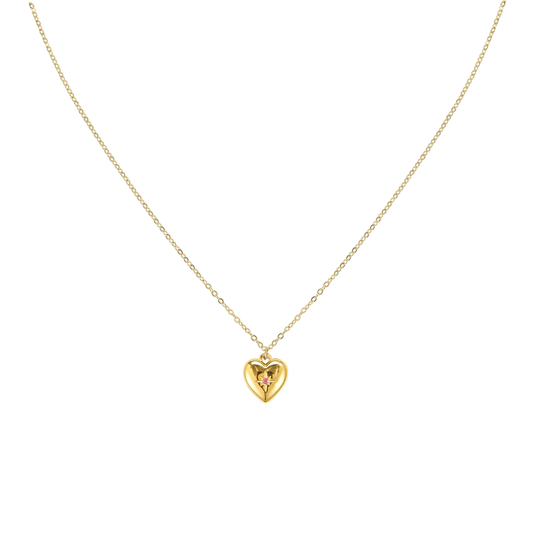 Megan Gold Pink Heart Pendant Necklace