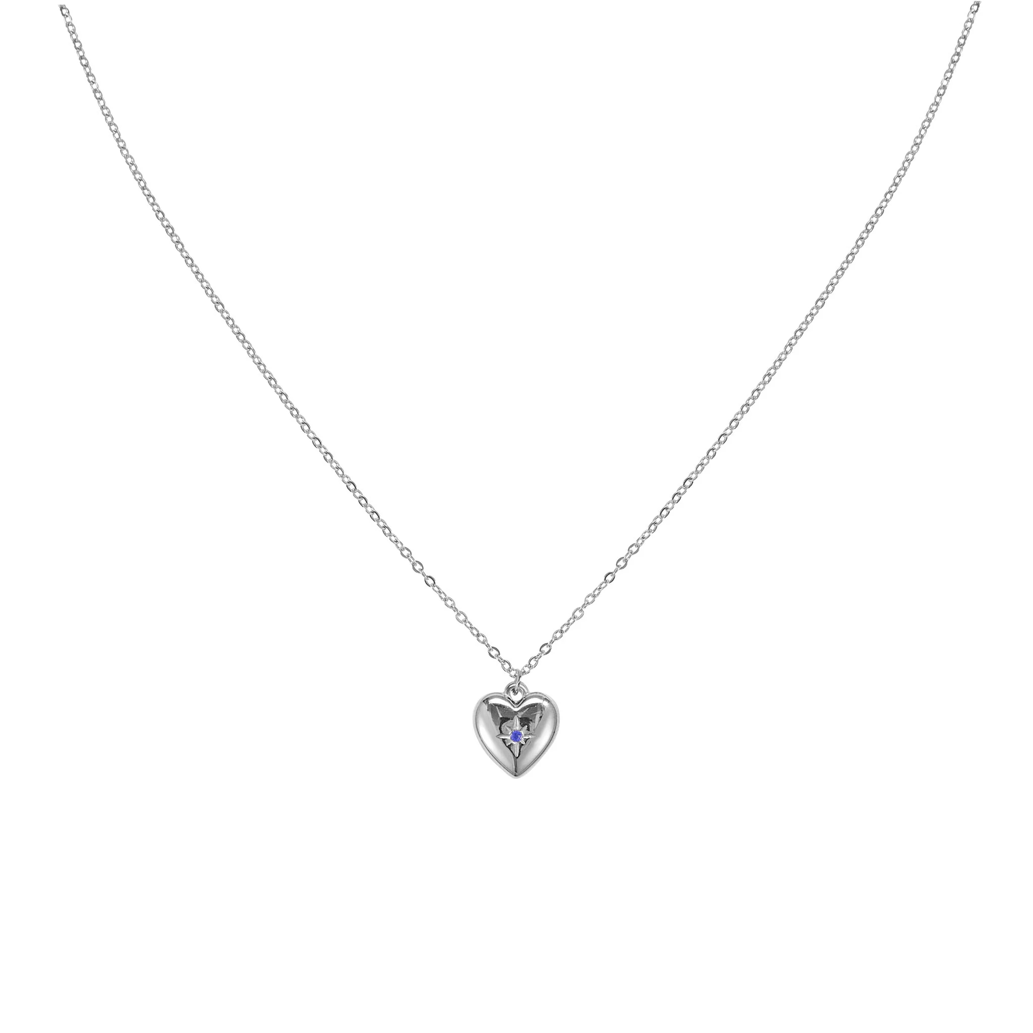 Megan Silver Blue Heart Pendant Necklace