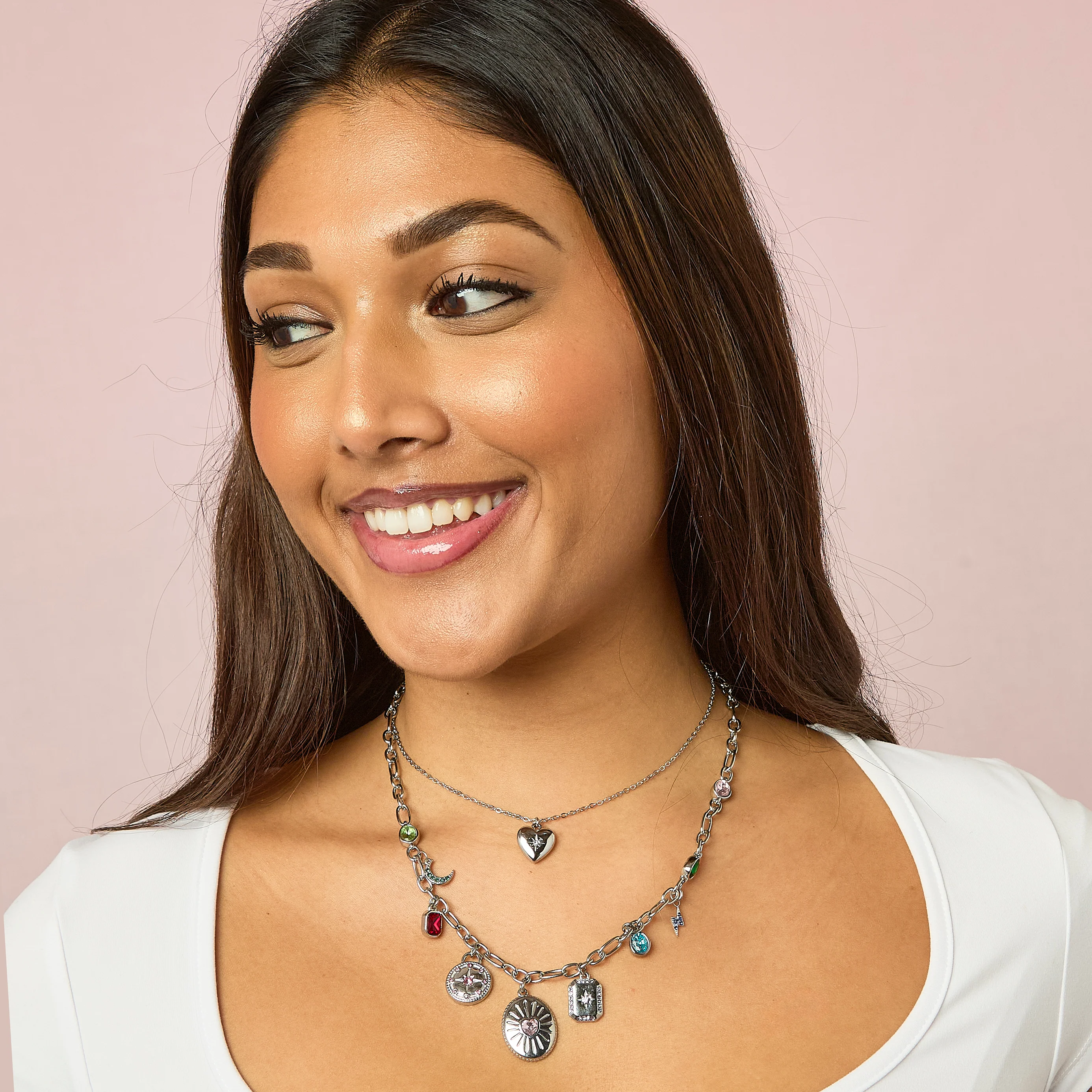 Megan Silver Crystal Heart Pendant Necklace - Image 4