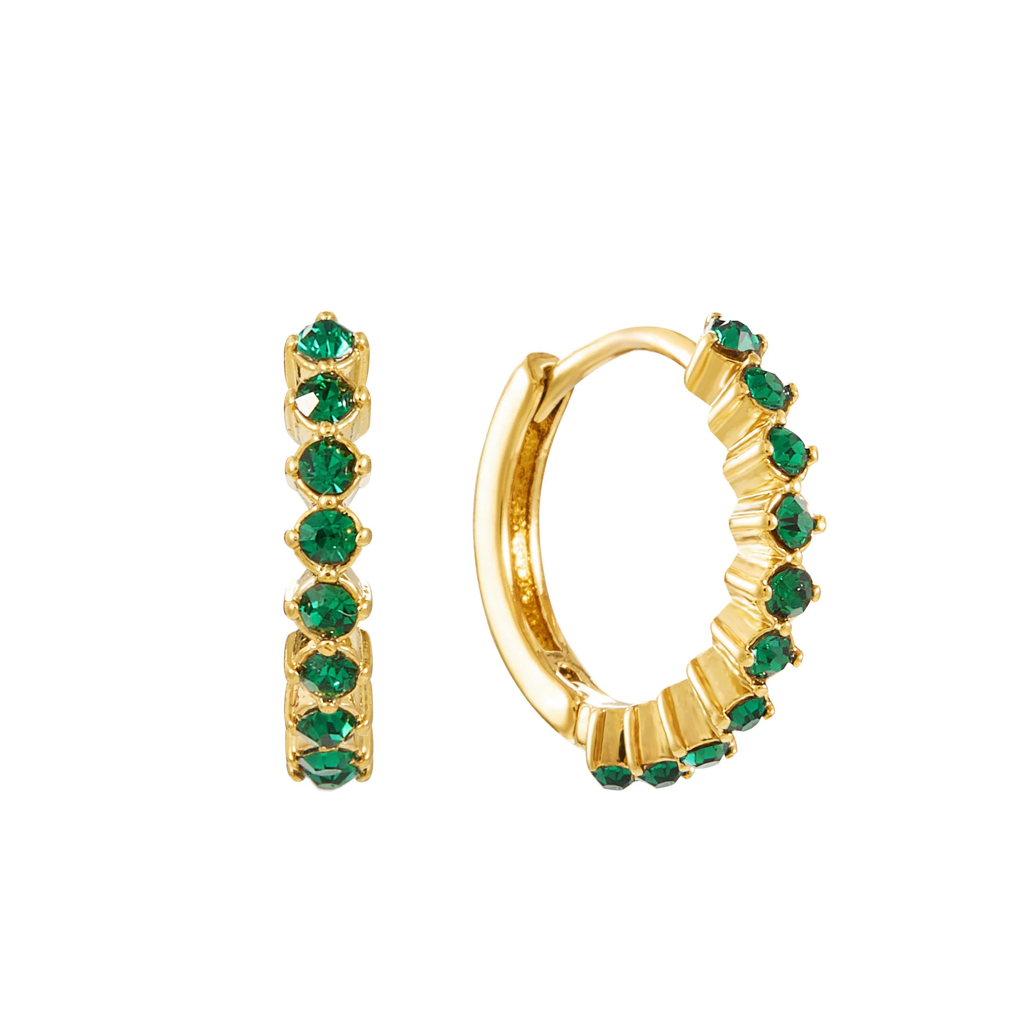 Mimi Gold Green Huggie Earrings