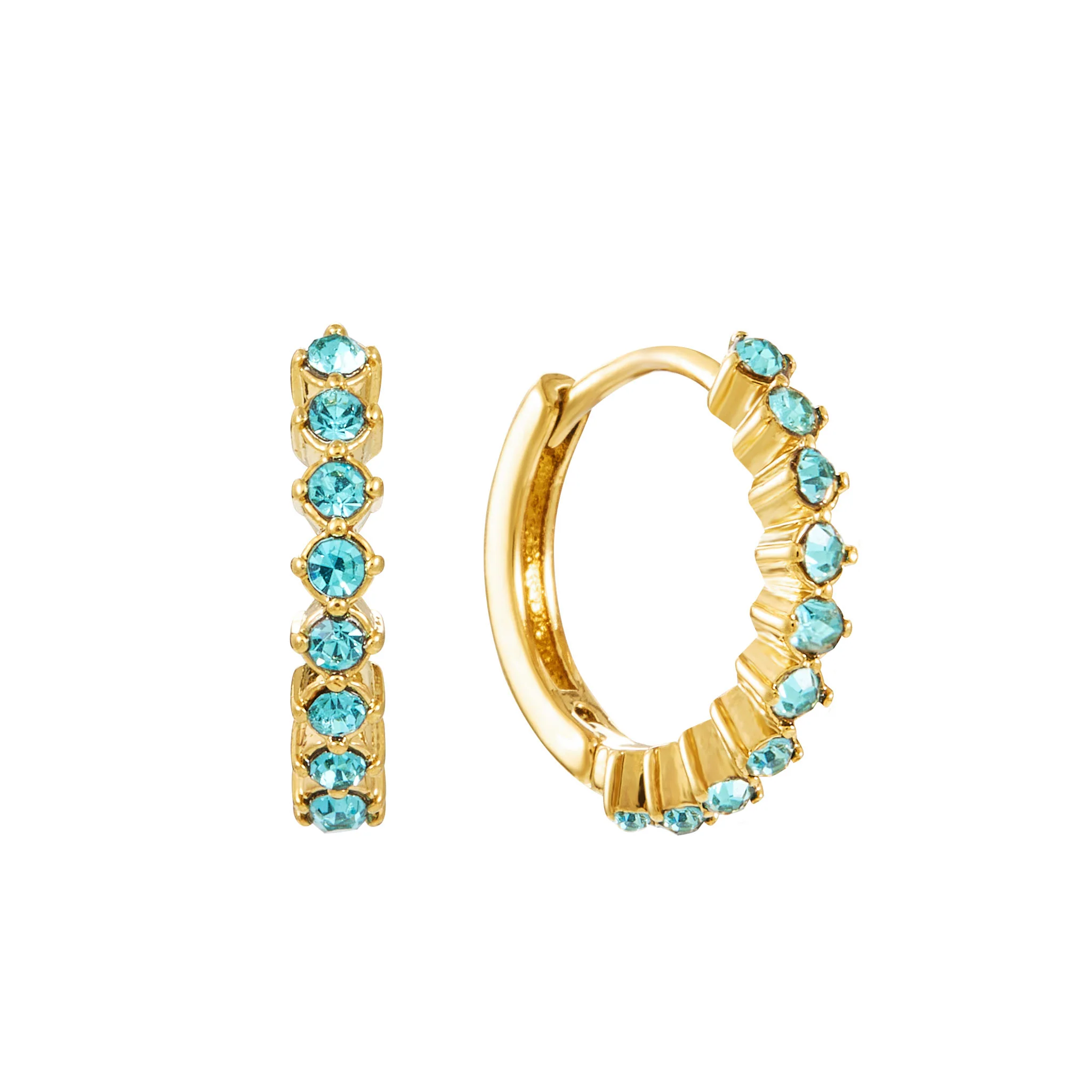 Mimi Gold Turquoise Huggie Earrings