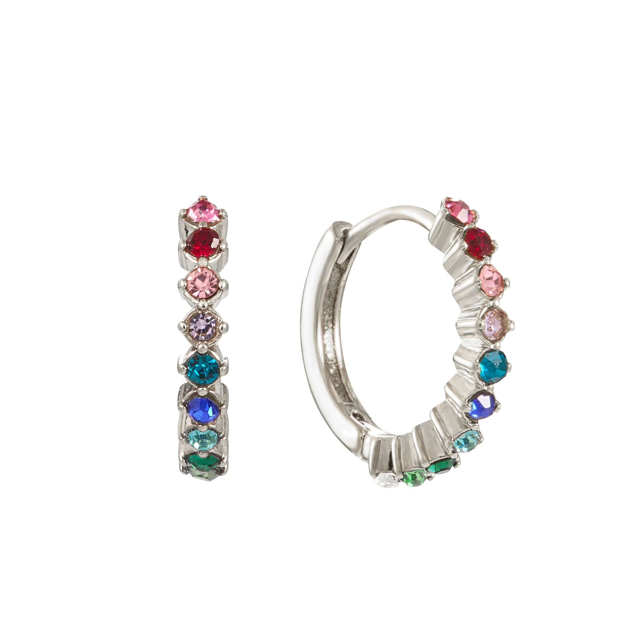 Mimi Silver Rainbow Huggie Earrings