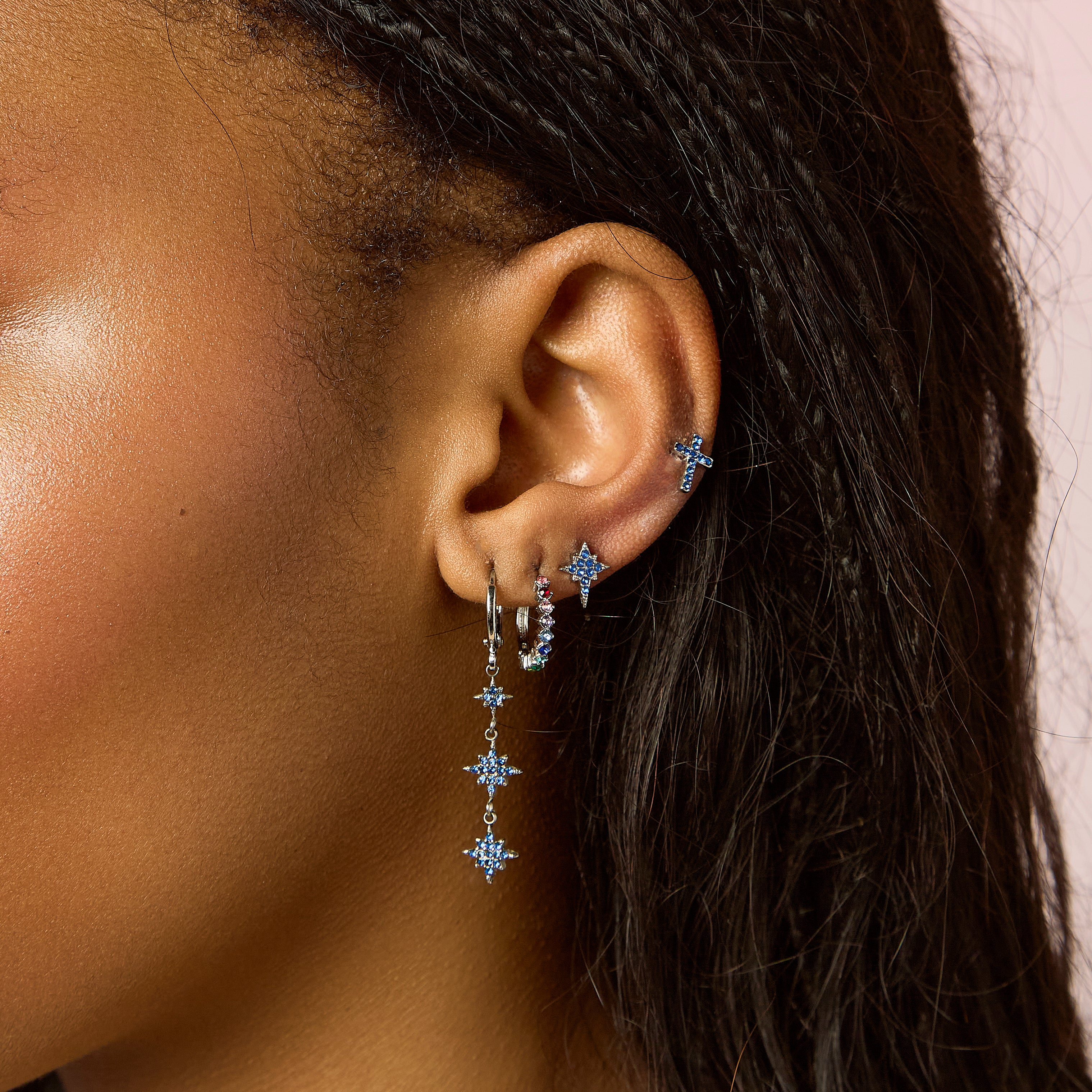 Mimi Silver Rainbow Huggie Earrings - Image 2