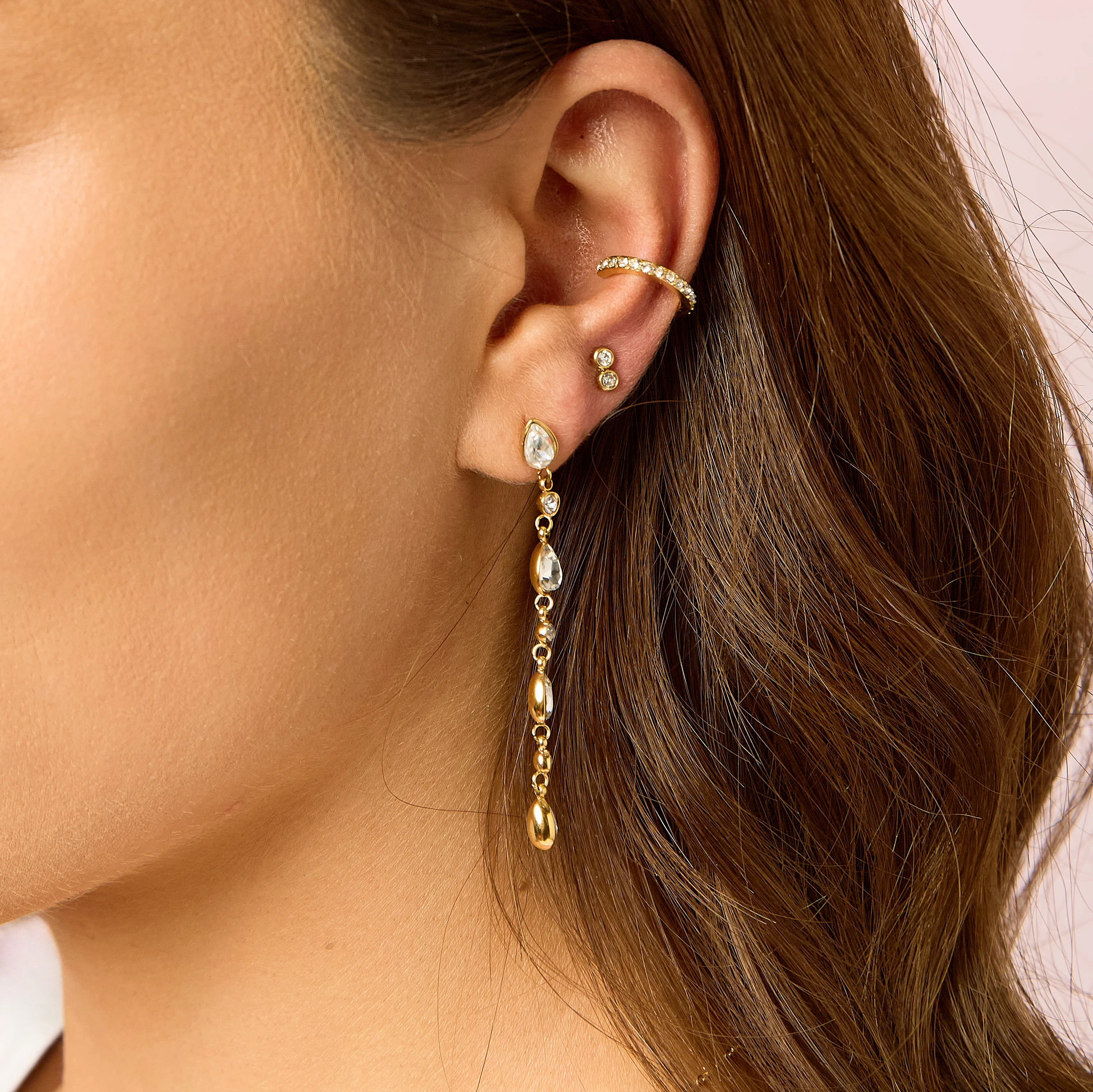Molly Gold Crystal Stud Earrings - Image 2