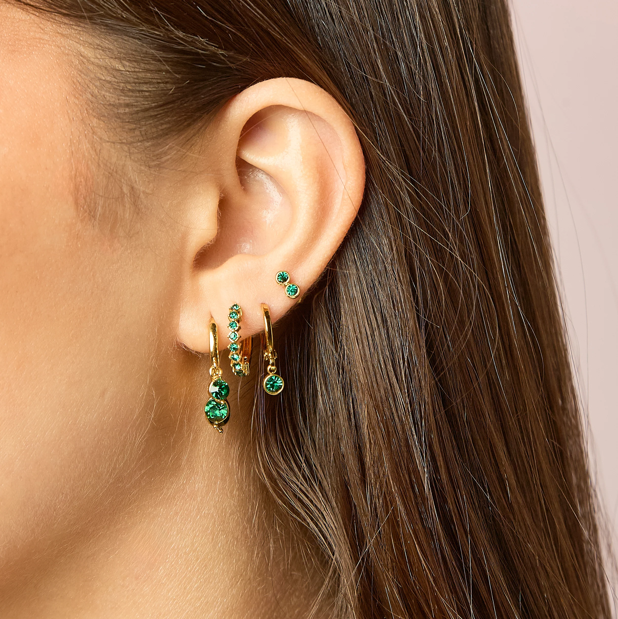Molly Gold Green Stud Earrings - Image 3