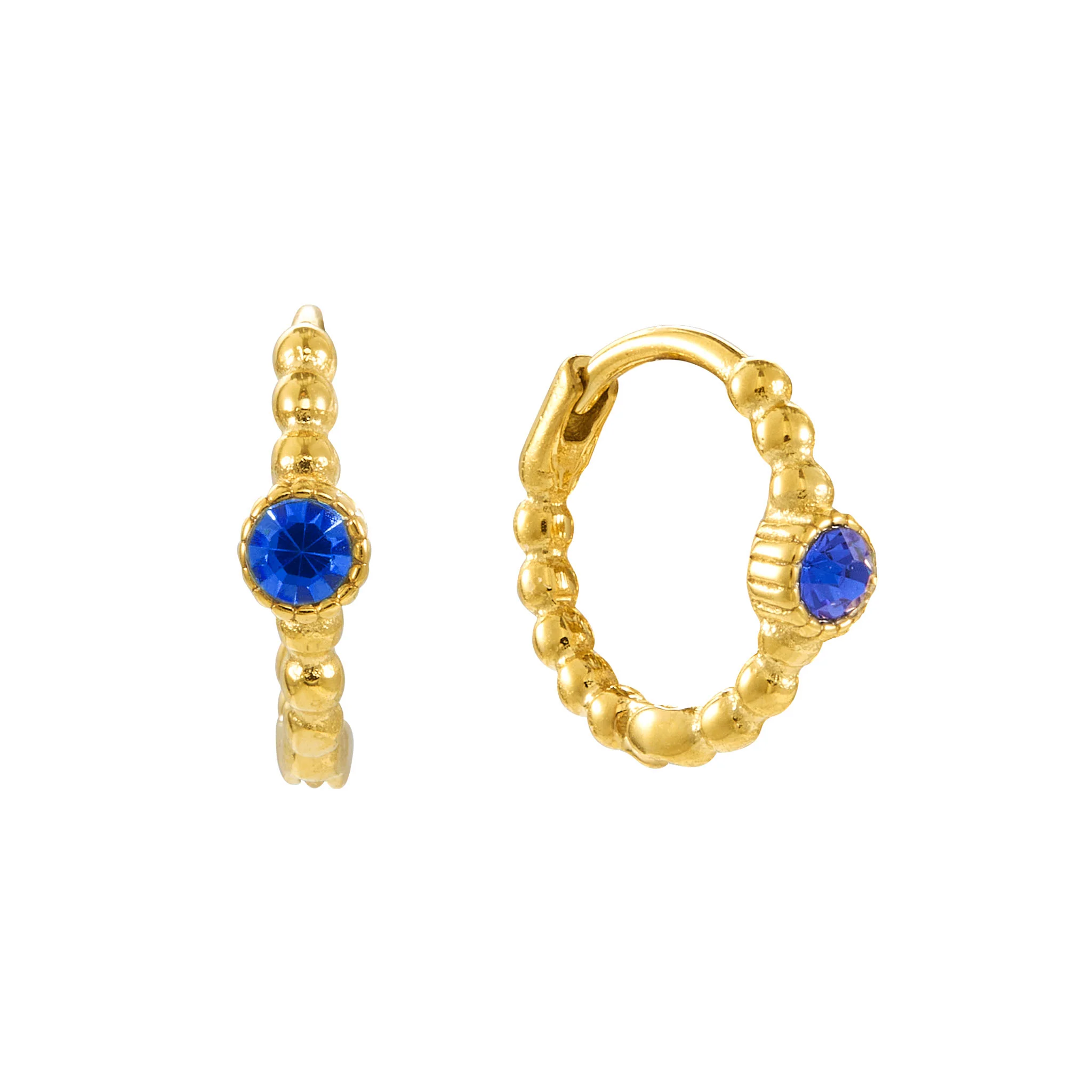 Nadine Gold Blue Dainty Gem Huggie Earrings