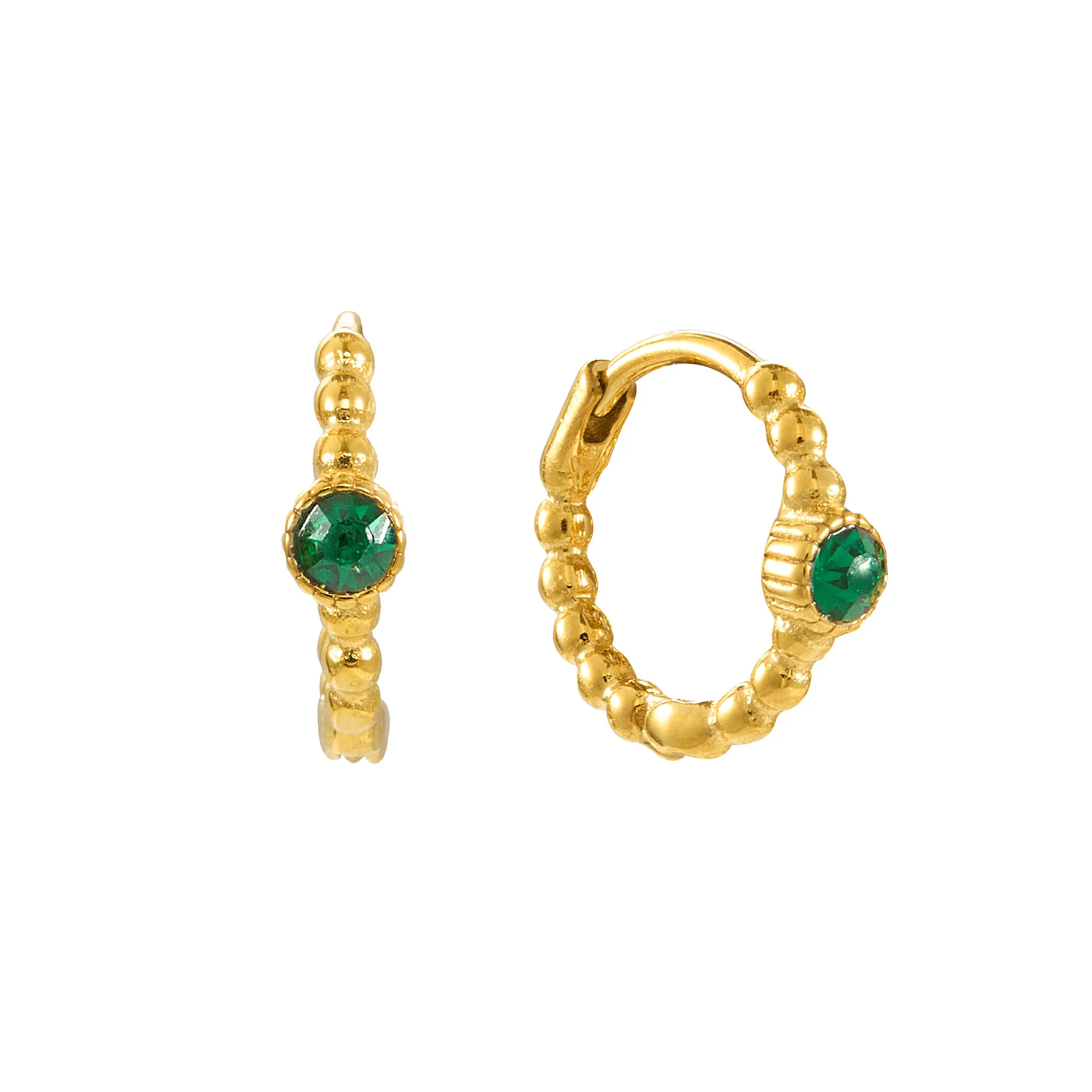 Nadine Gold Green Huggie Earrings
