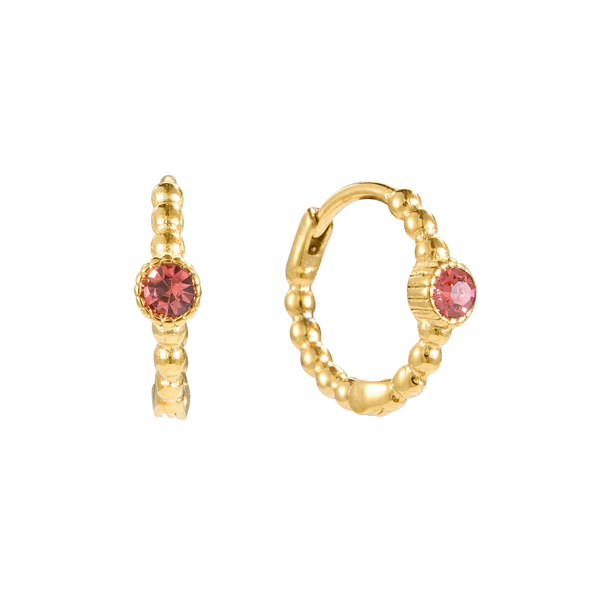 Nadine Gold Pink Dainty Gem Huggie Earrings