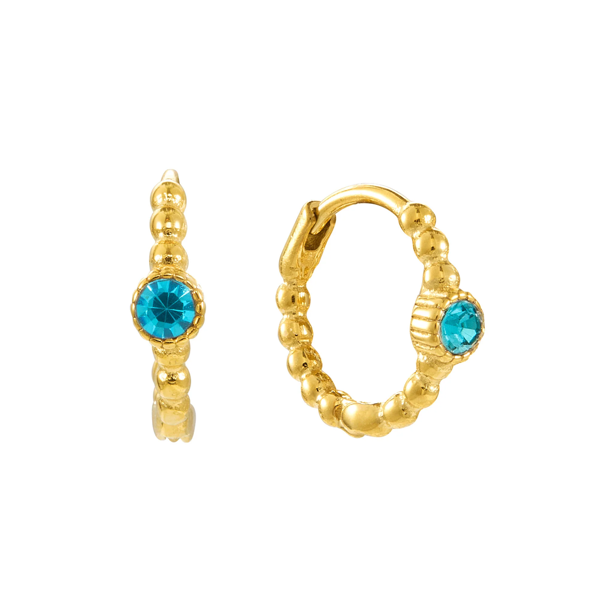 Nadine Gold Turquoise Dainty Gem Huggie Earrings