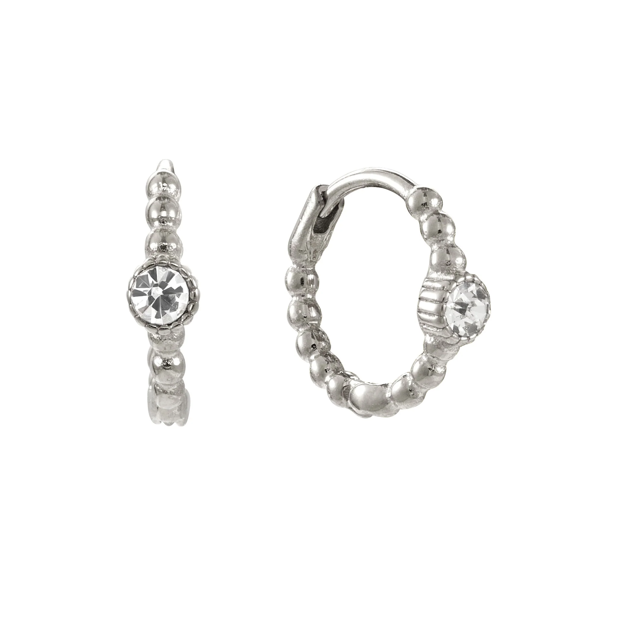 Nadine Silver Crystal Dainty Gem Huggie Earrings