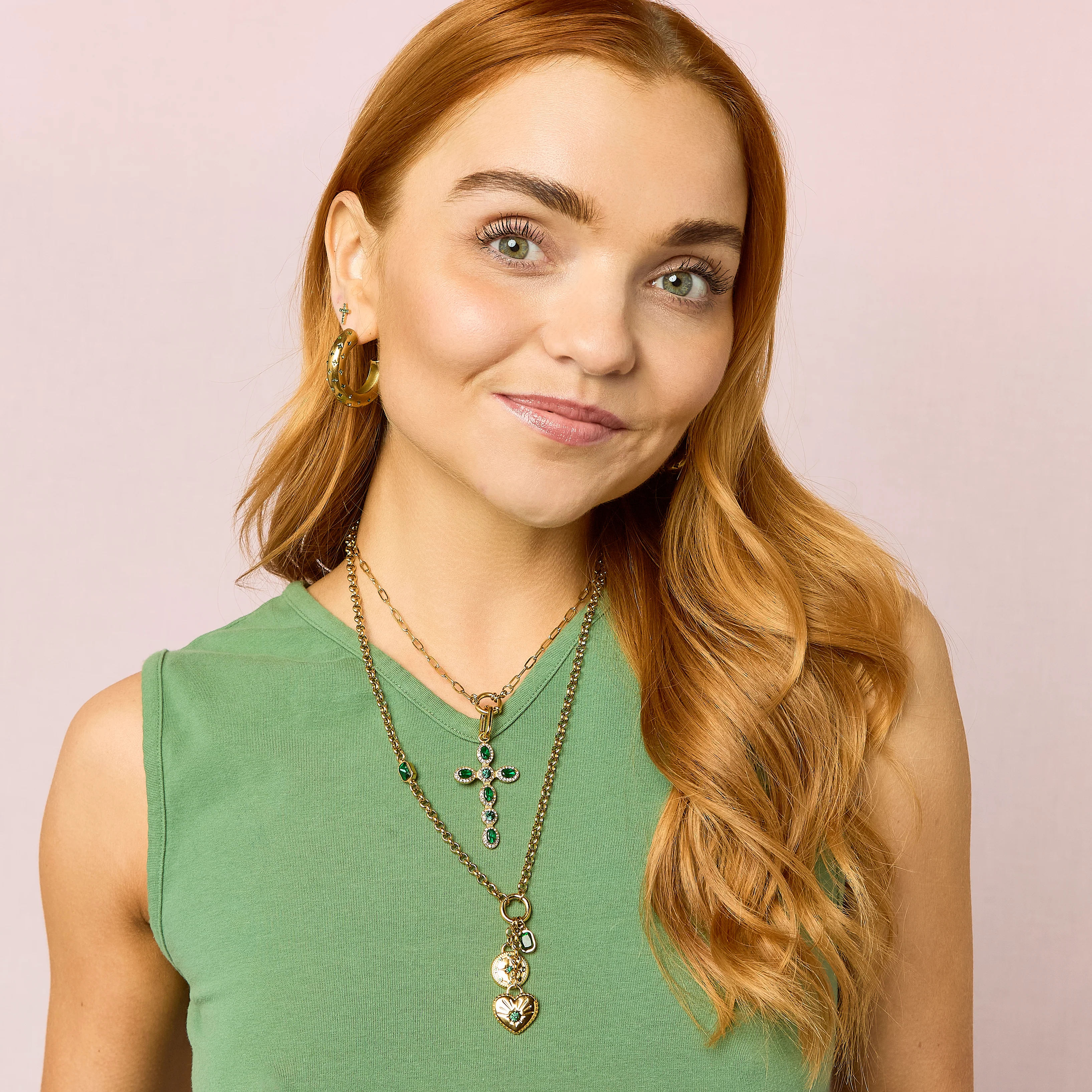 Olive Gold Green Charm Necklace - Image 4