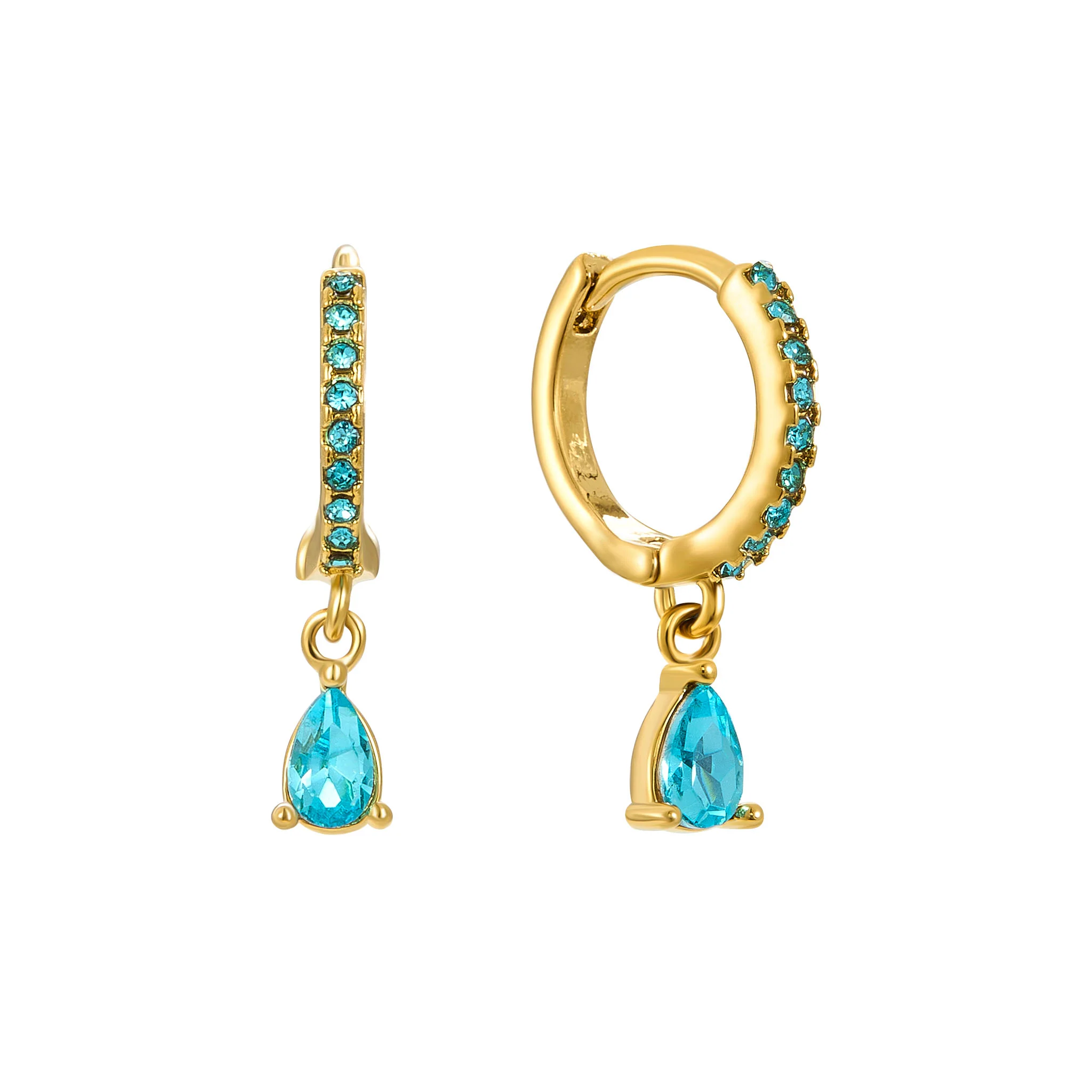 Ottillie Gold Turquoise Raindrop Huggie Earrings
