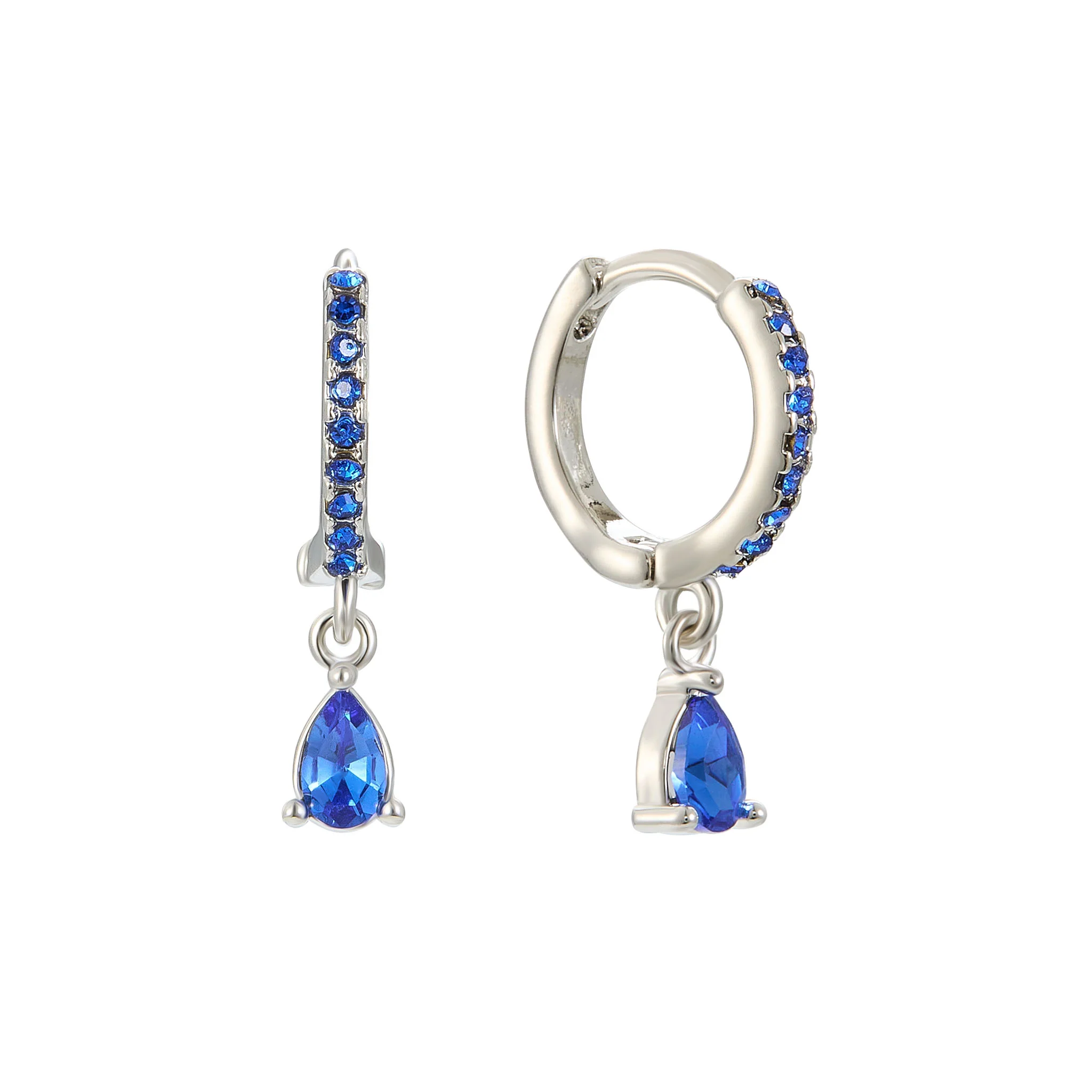 Ottillie Silver Blue Raindrop Huggie Earrings