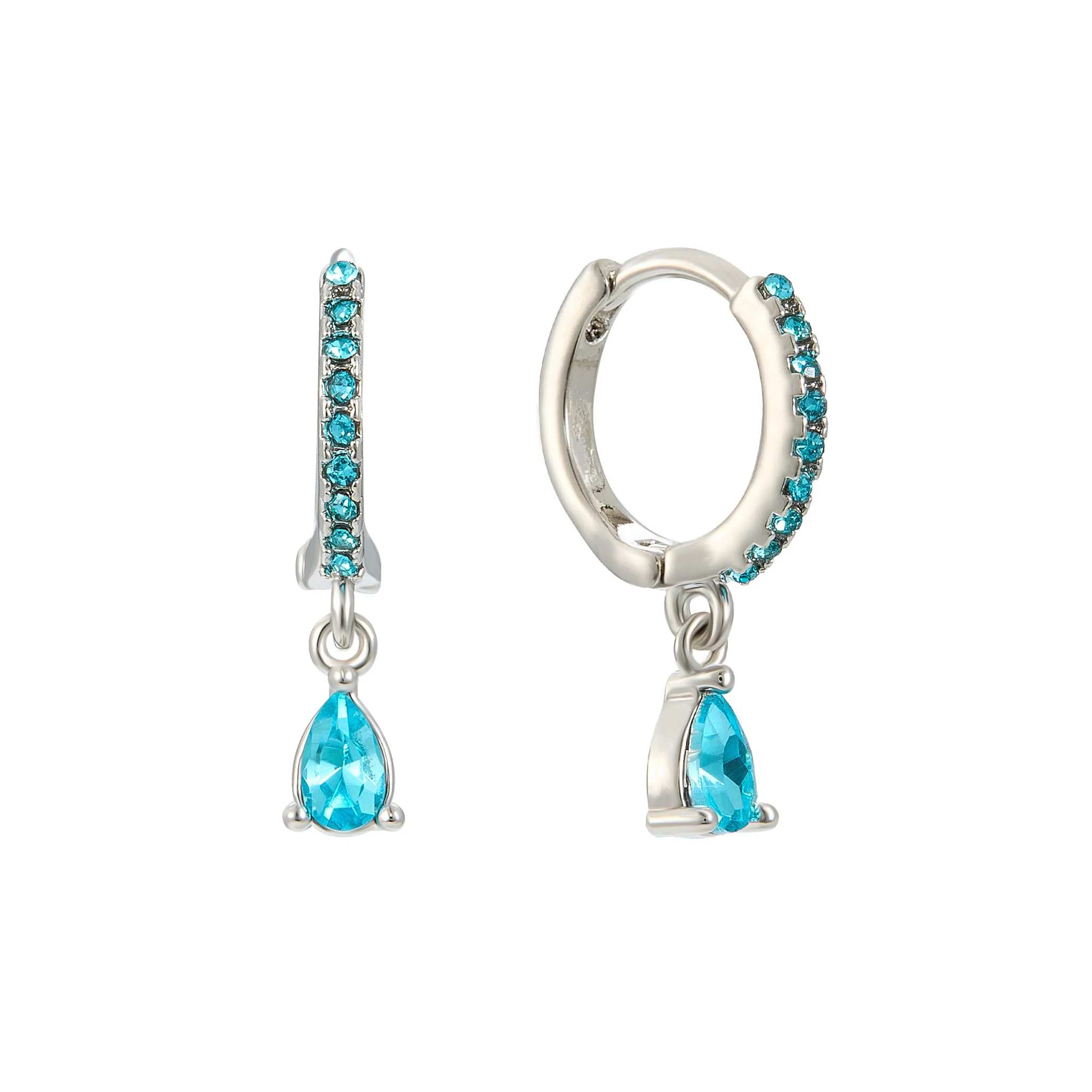 Ottillie Silver Turquoise Raindrop Huggie Earrings