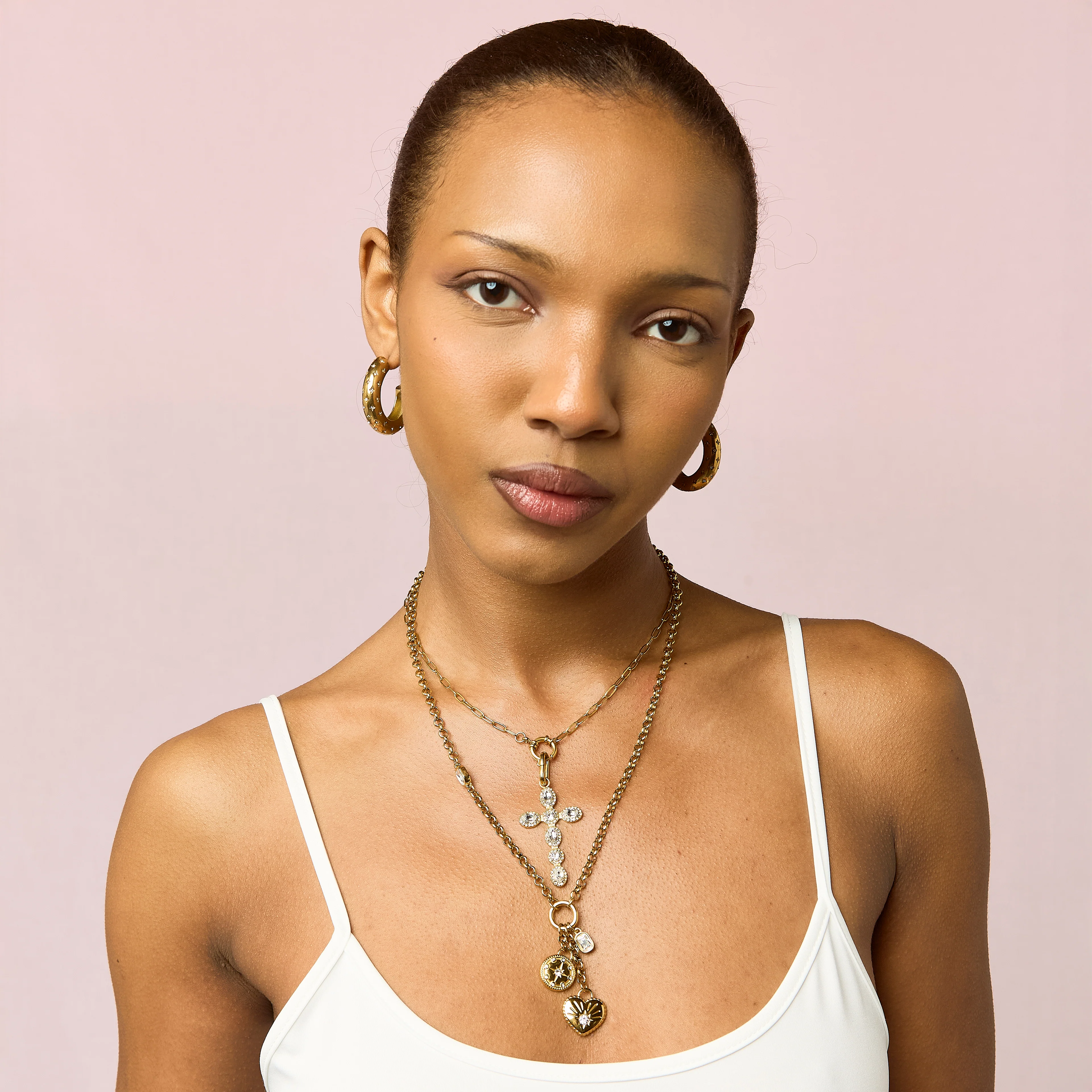 Olive Gold Crystal Charm Necklace - Image 4