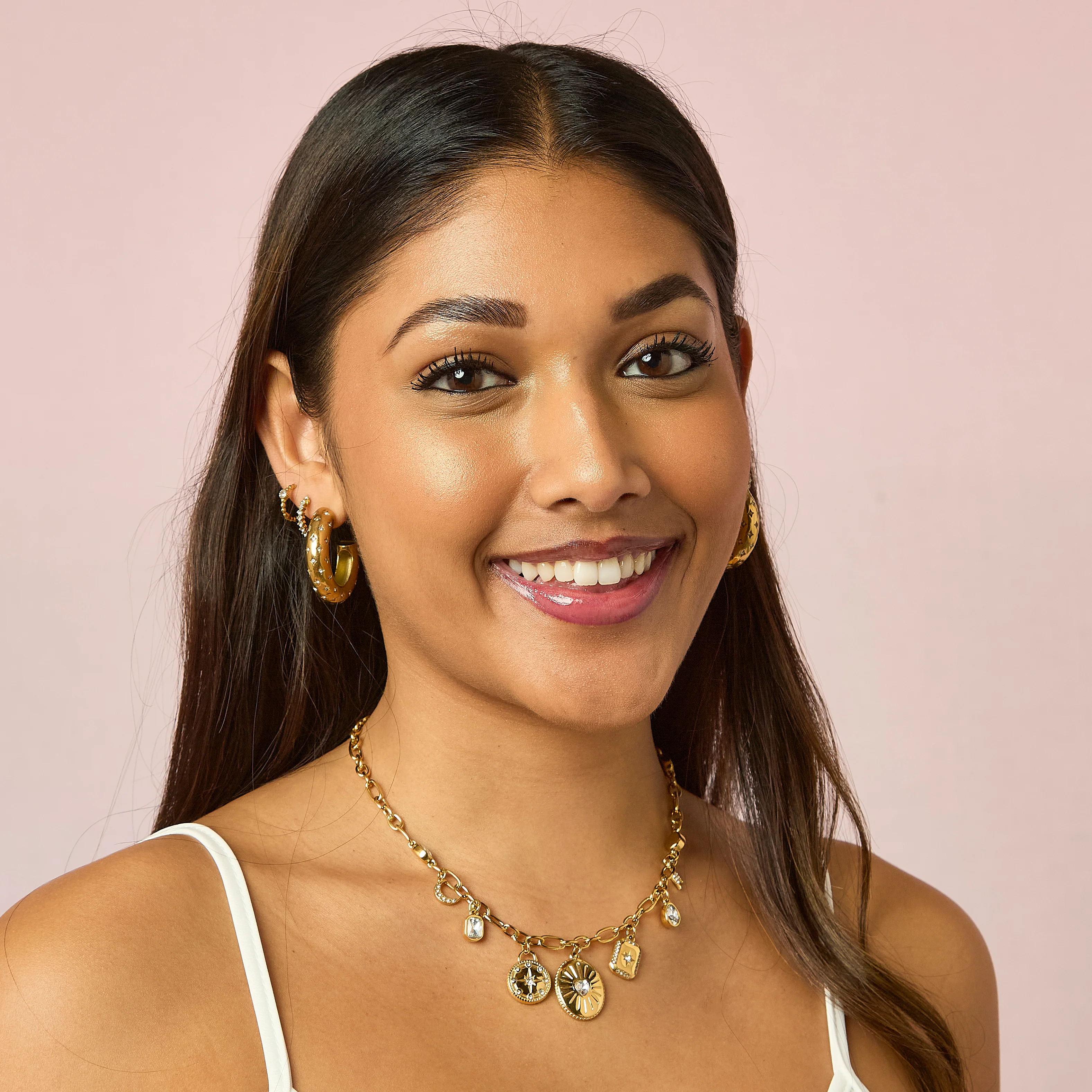 Etalie Gold Crystal Charm Necklace - Image 4