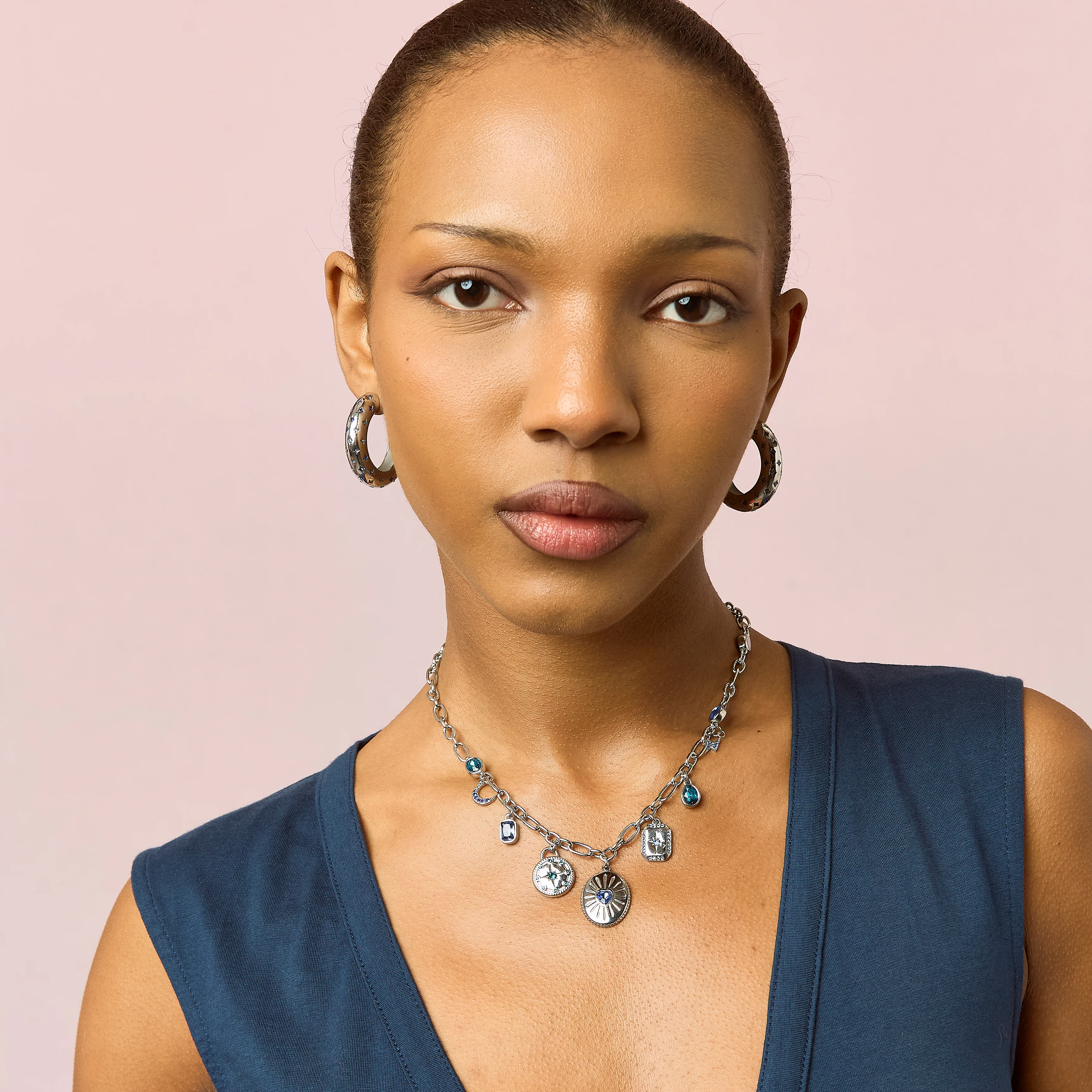Etalie Silver Blue Charm Necklace - Image 2
