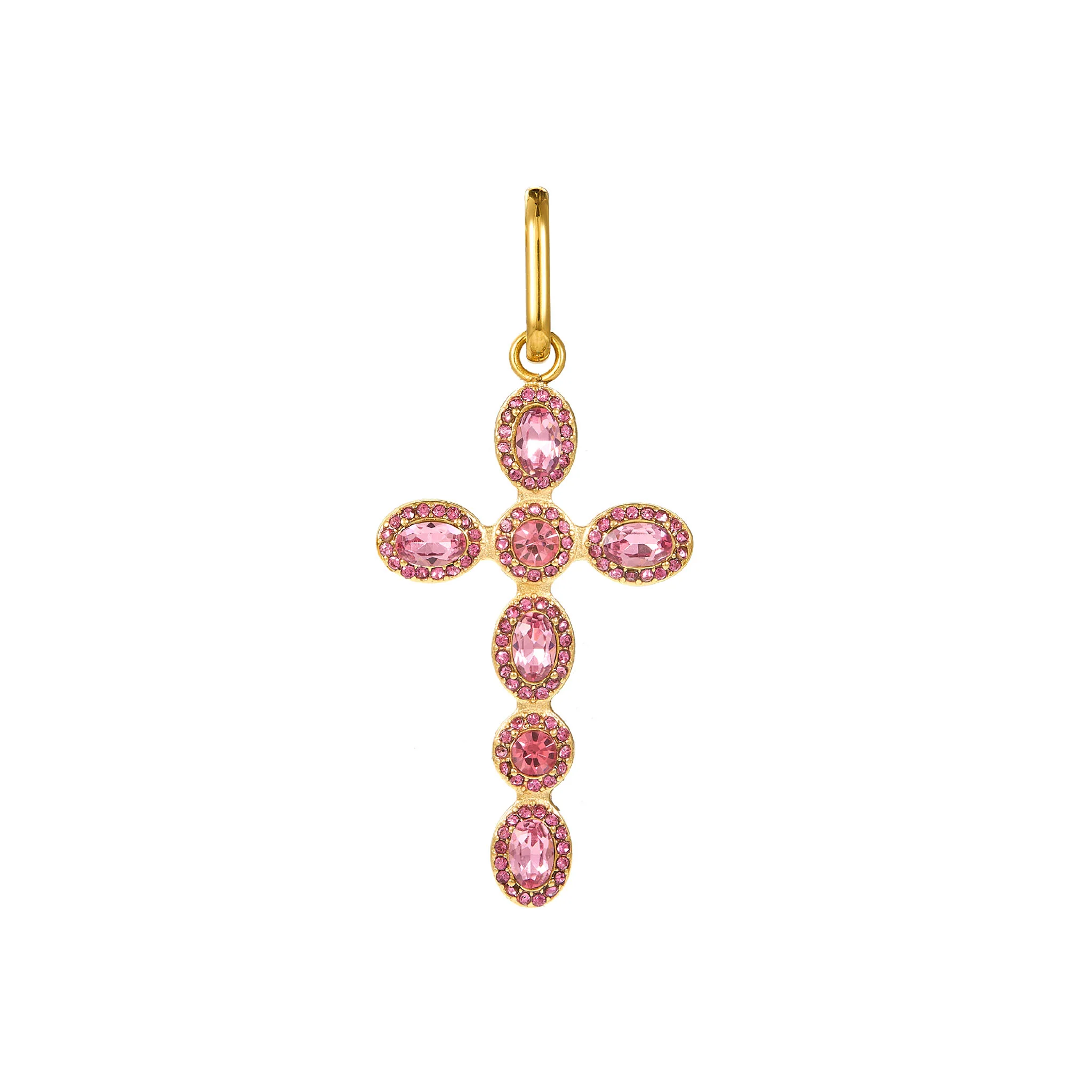 Phoebe Gold Pink Cross Pendant Charm