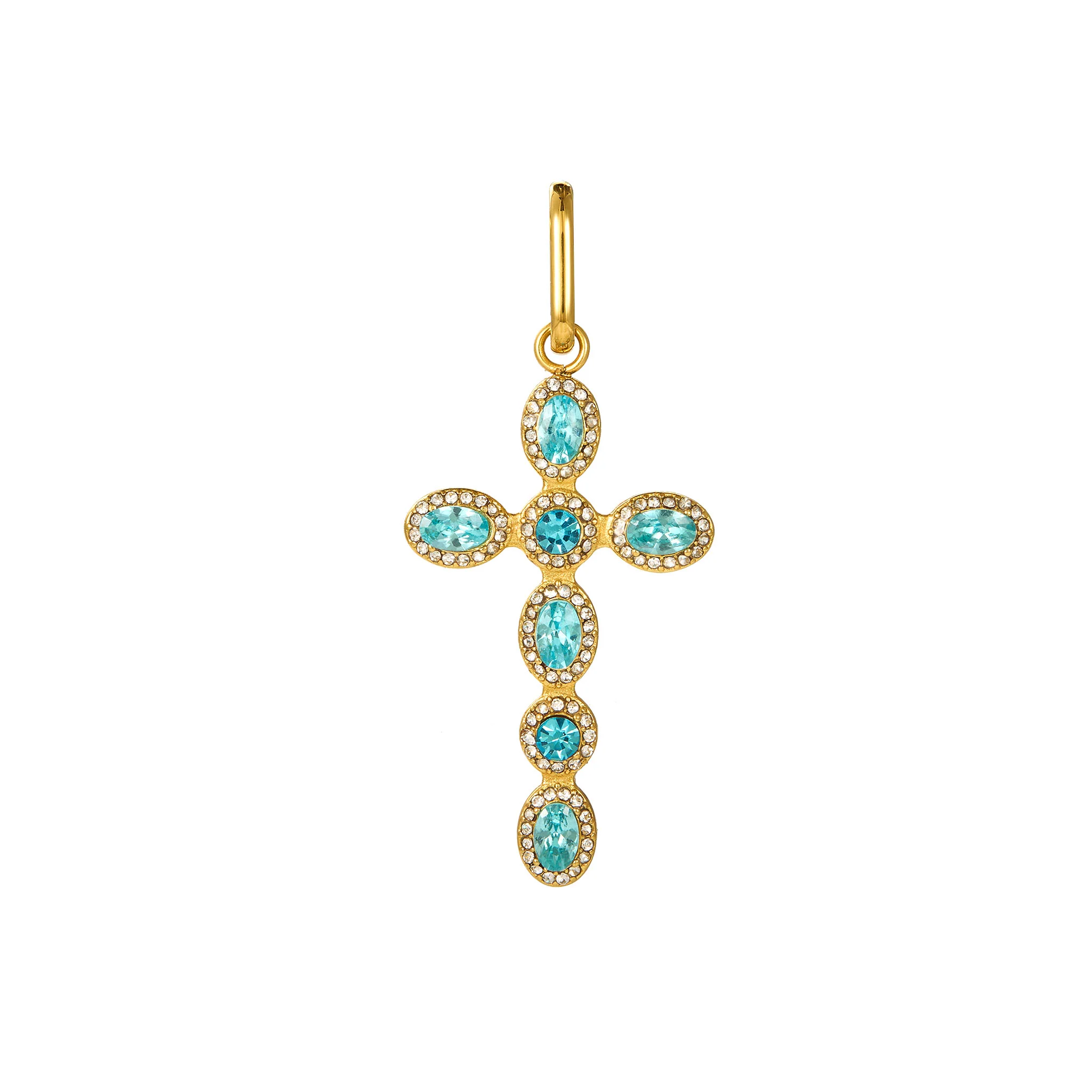 Phoebe Gold Turquoise Cross Pendant Charm