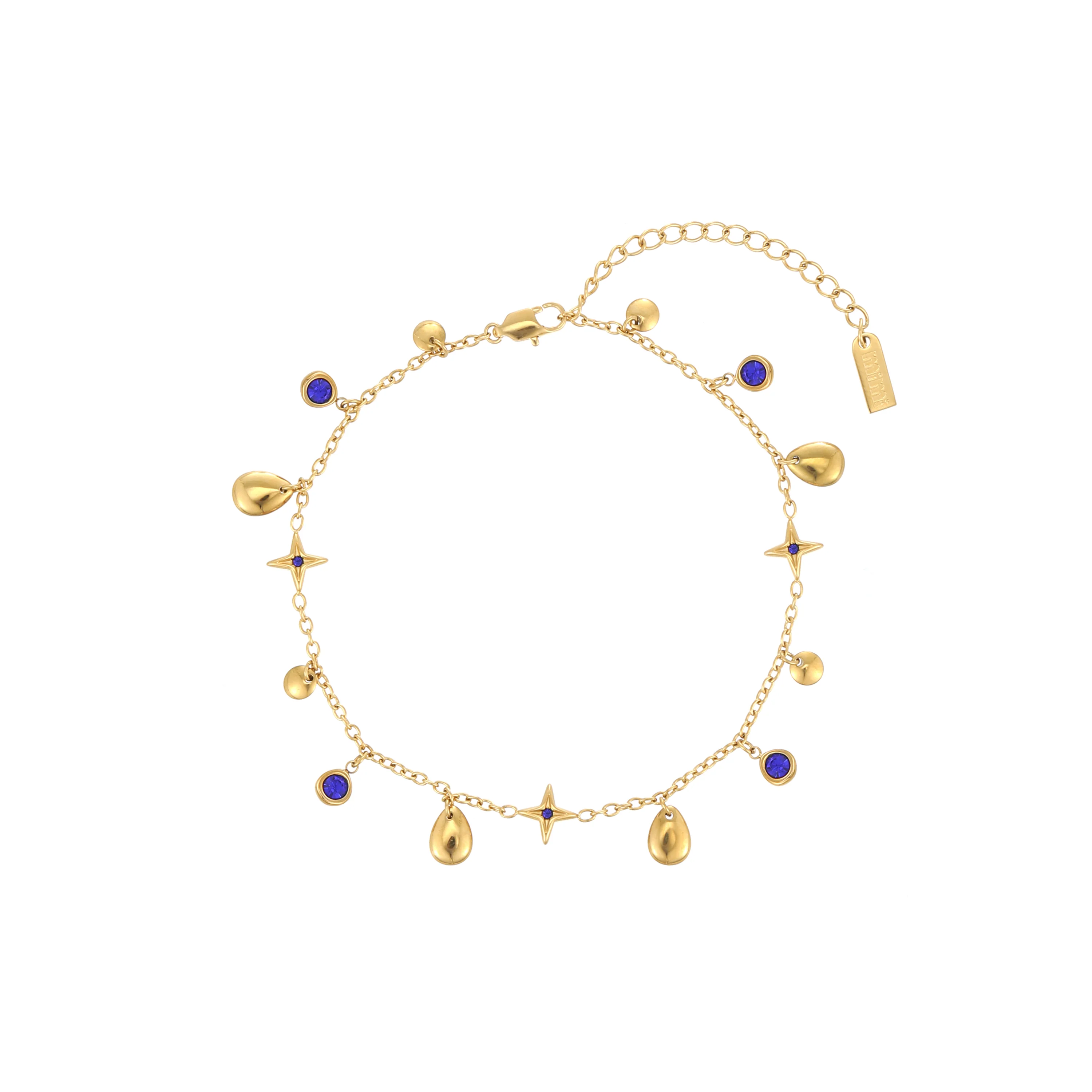 Poppy Gold Blue Star Anklet