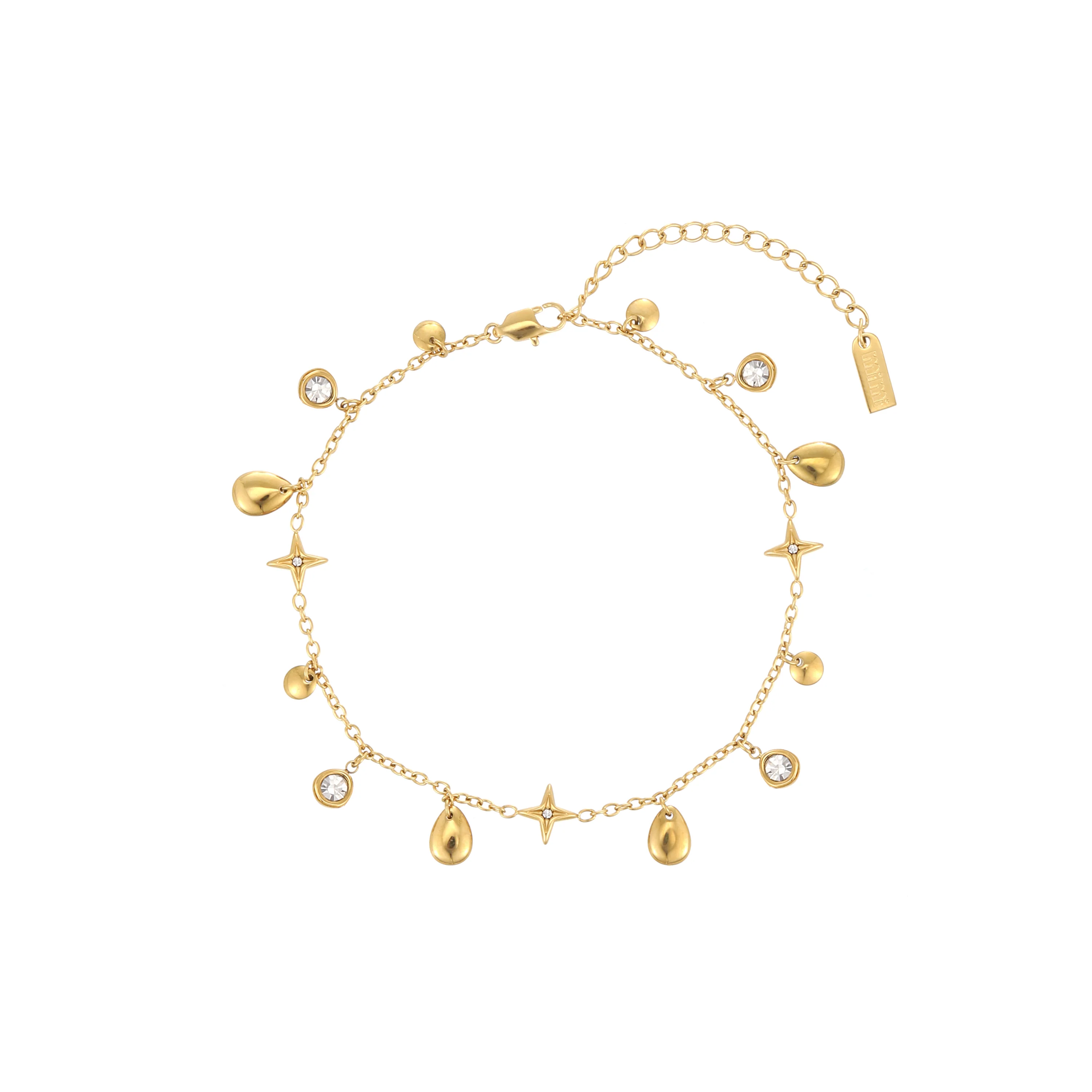Poppy Gold Crystal Star Anklet