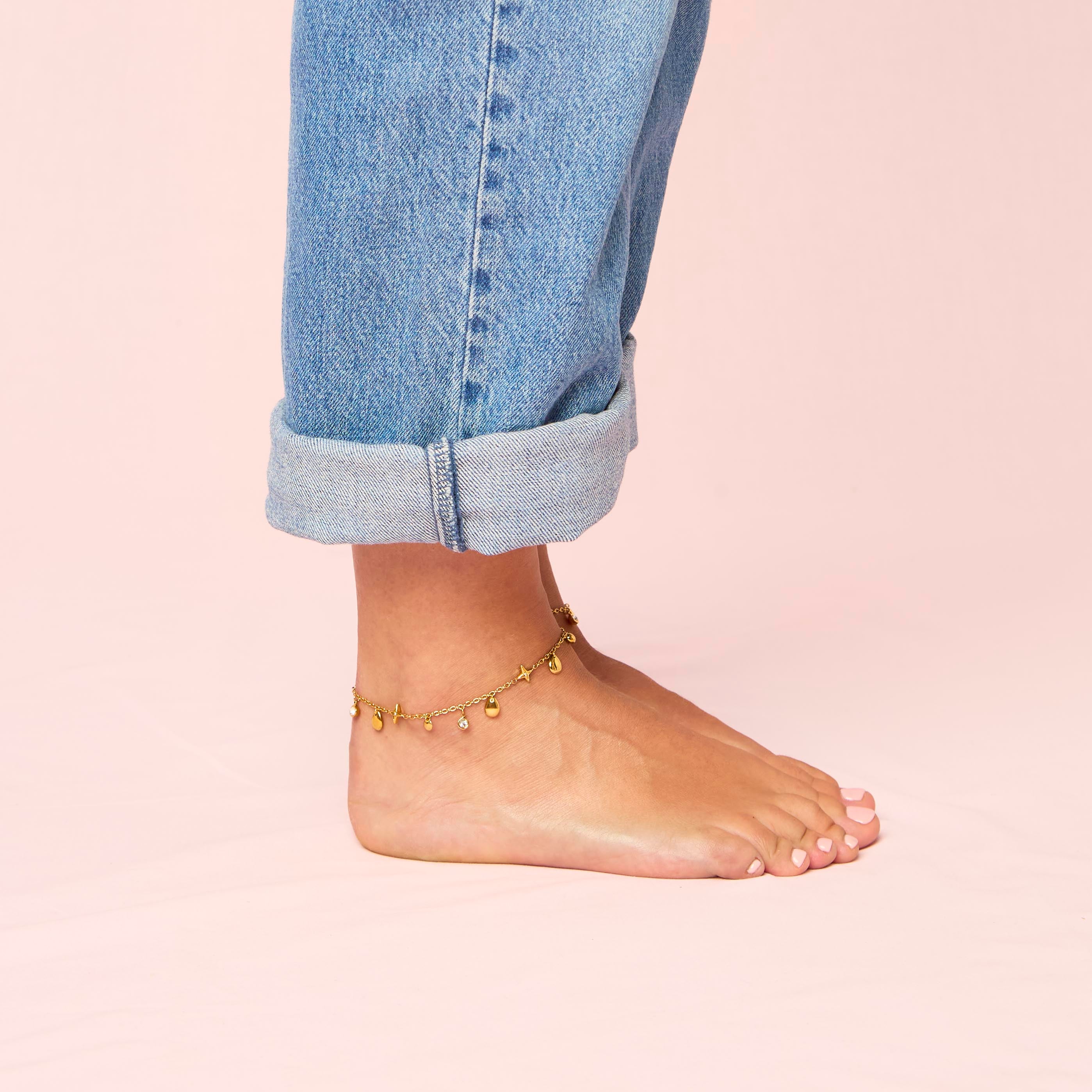 Poppy Gold Crystal Star Anklet - Image 2