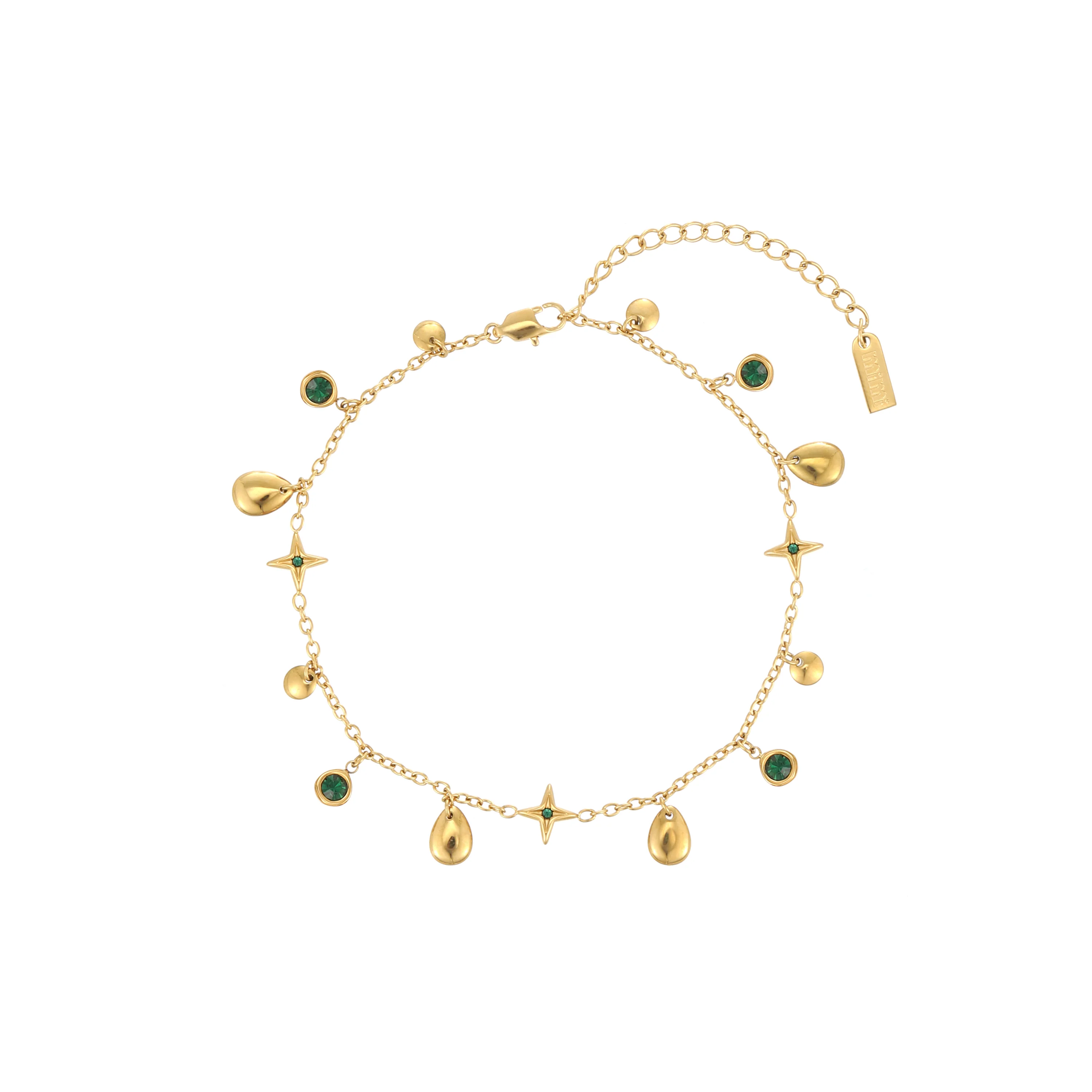Poppy Gold Green Star Anklet