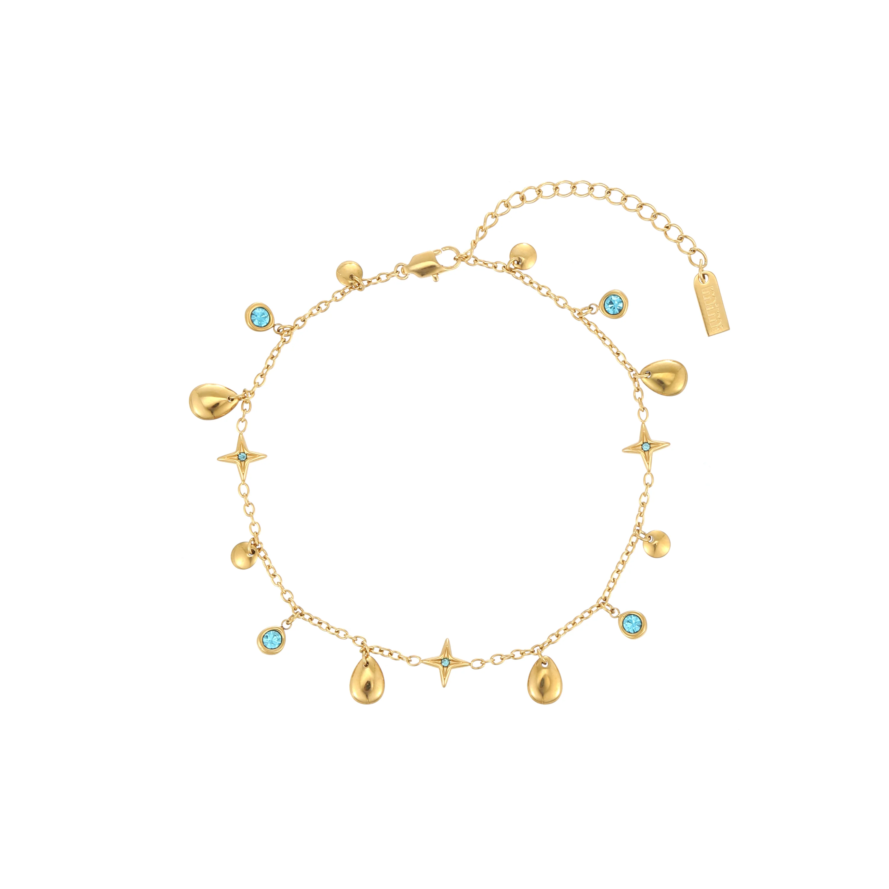 Poppy Gold Turquoise Star Anklet