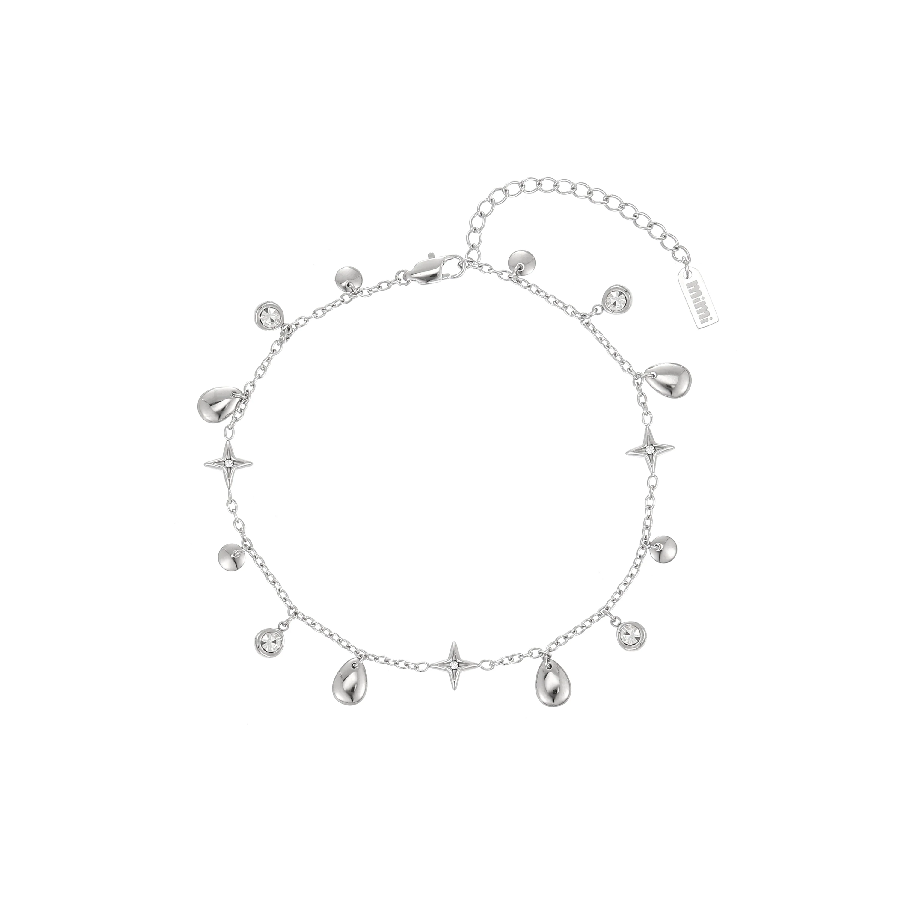 Poppy Silver Crystal Star Anklet