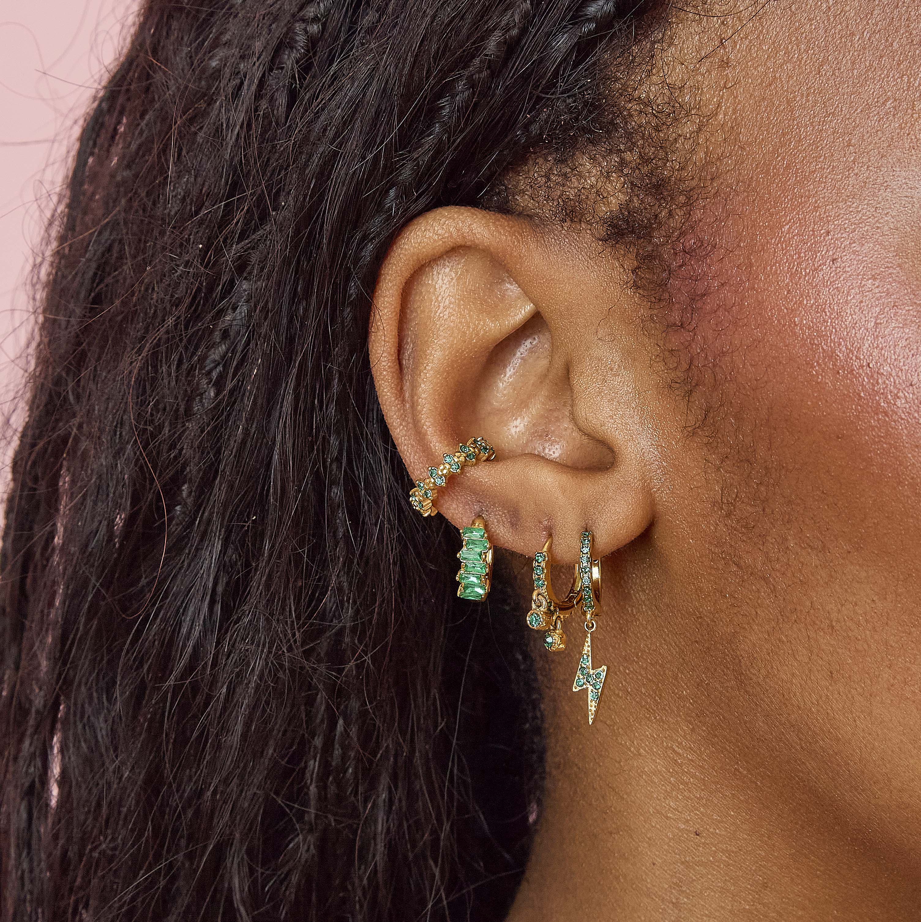 Rebecca Gold Green Ear Cuff - Image 2