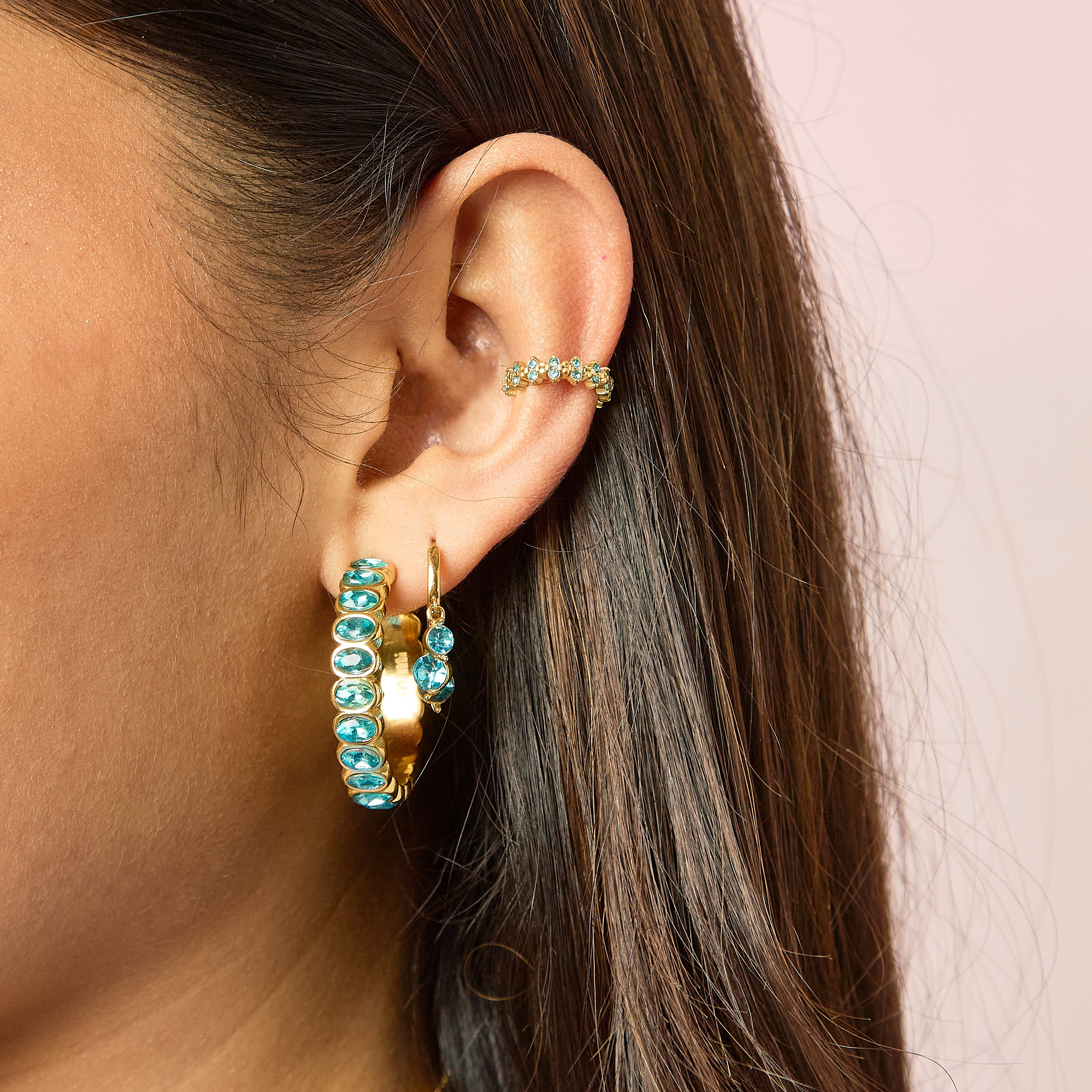 Rebecca Gold Turquoise Ear Cuff - Image 2