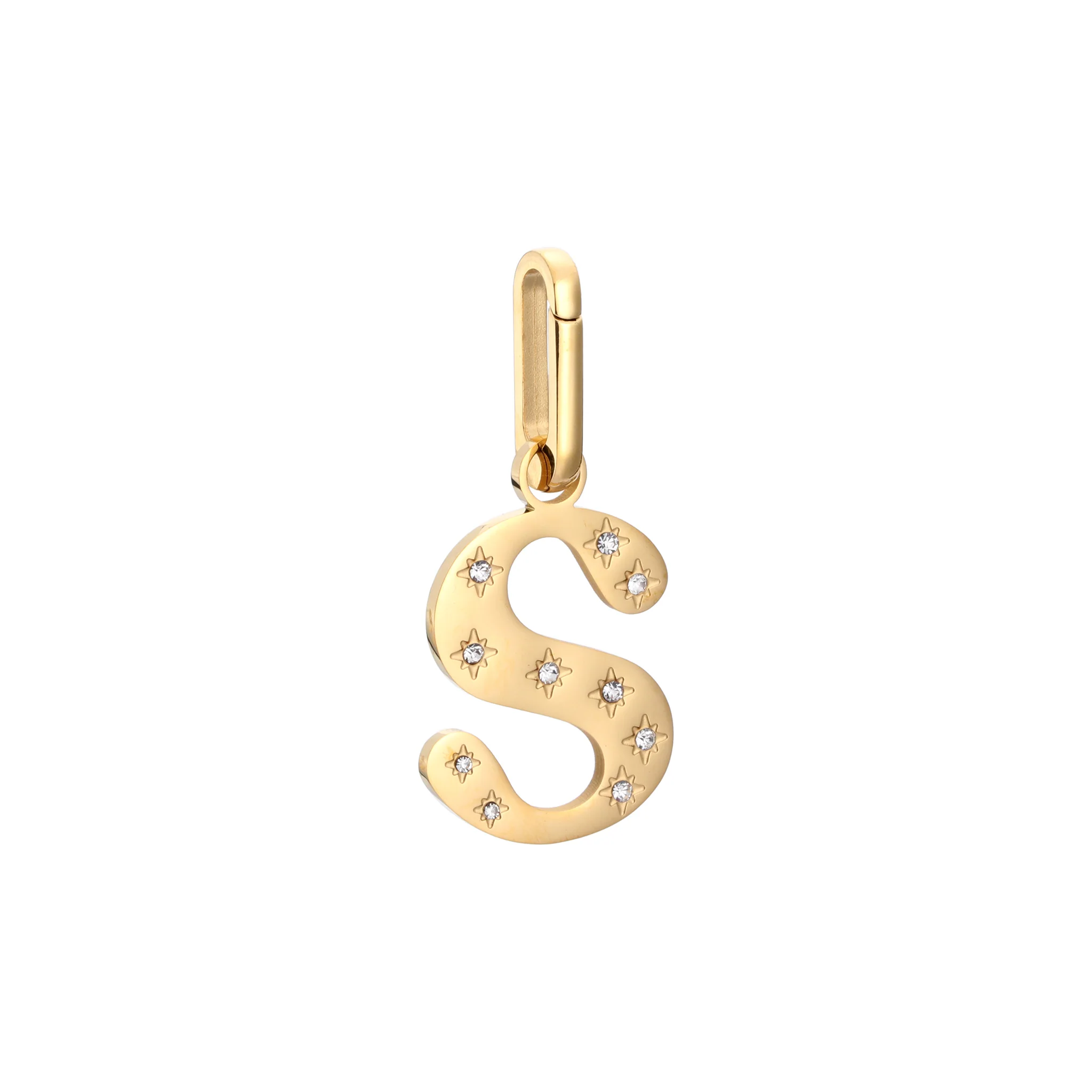 S Minnie Gold Crystal Star Letter Charm