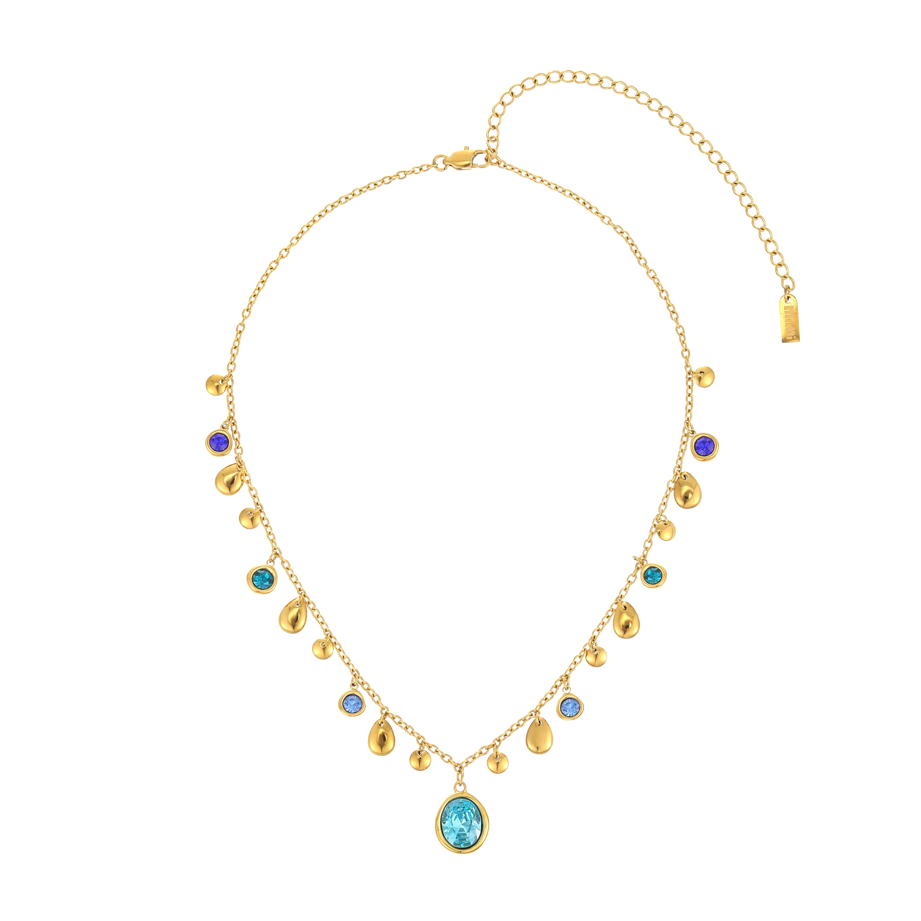 Savannah Gold Blue Droplet Stacking Necklace