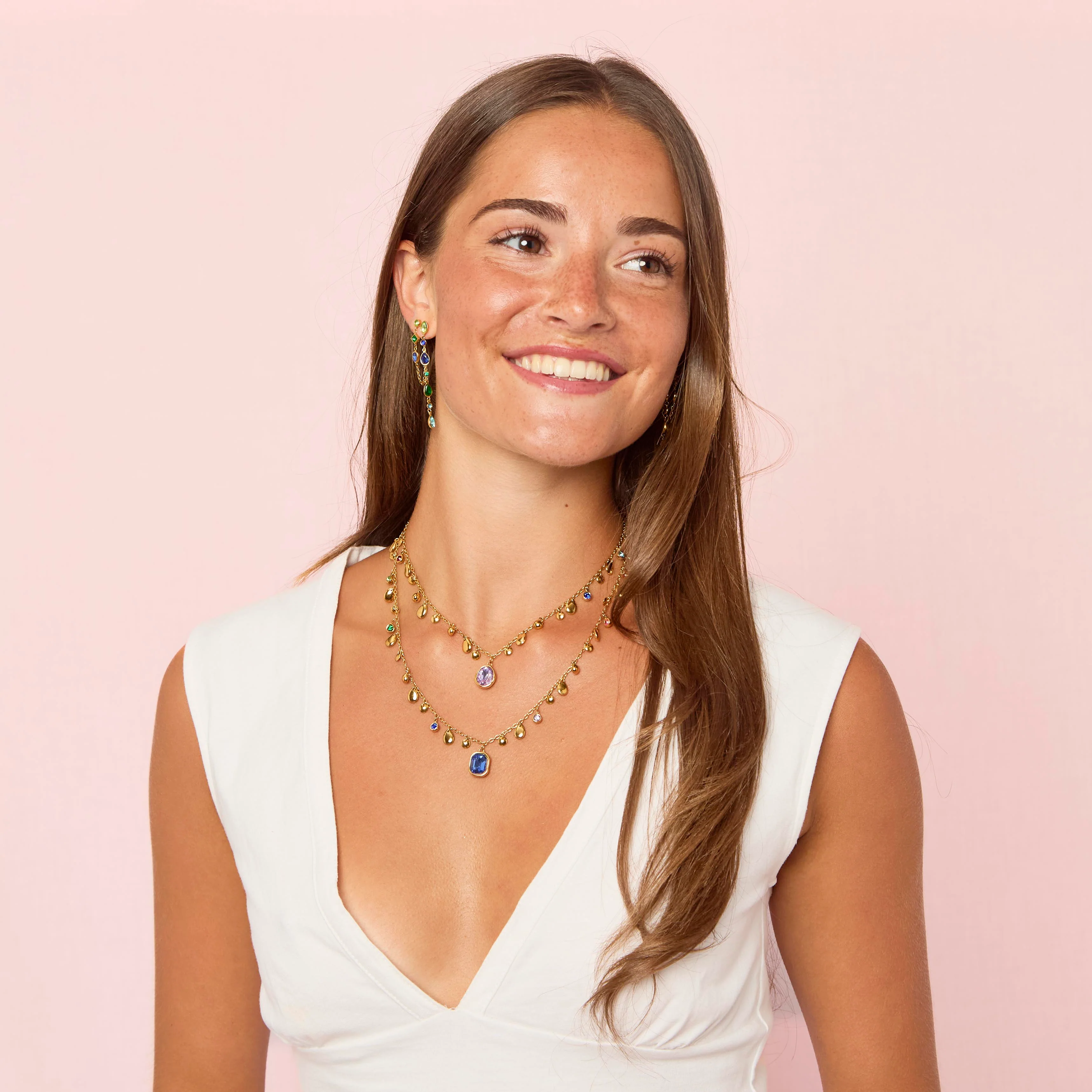 Savannah Gold Rainbow Droplet Stacking Necklace - Image 3