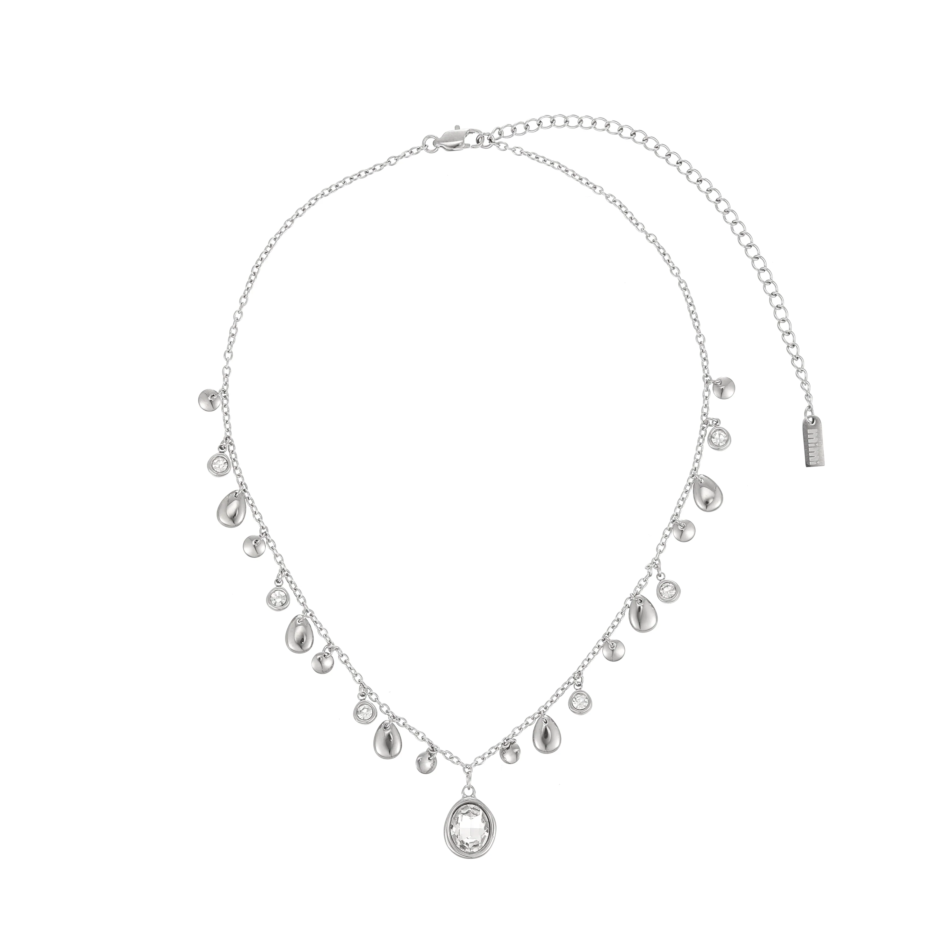 Savannah Silver Crystal Droplet Stacking Necklace
