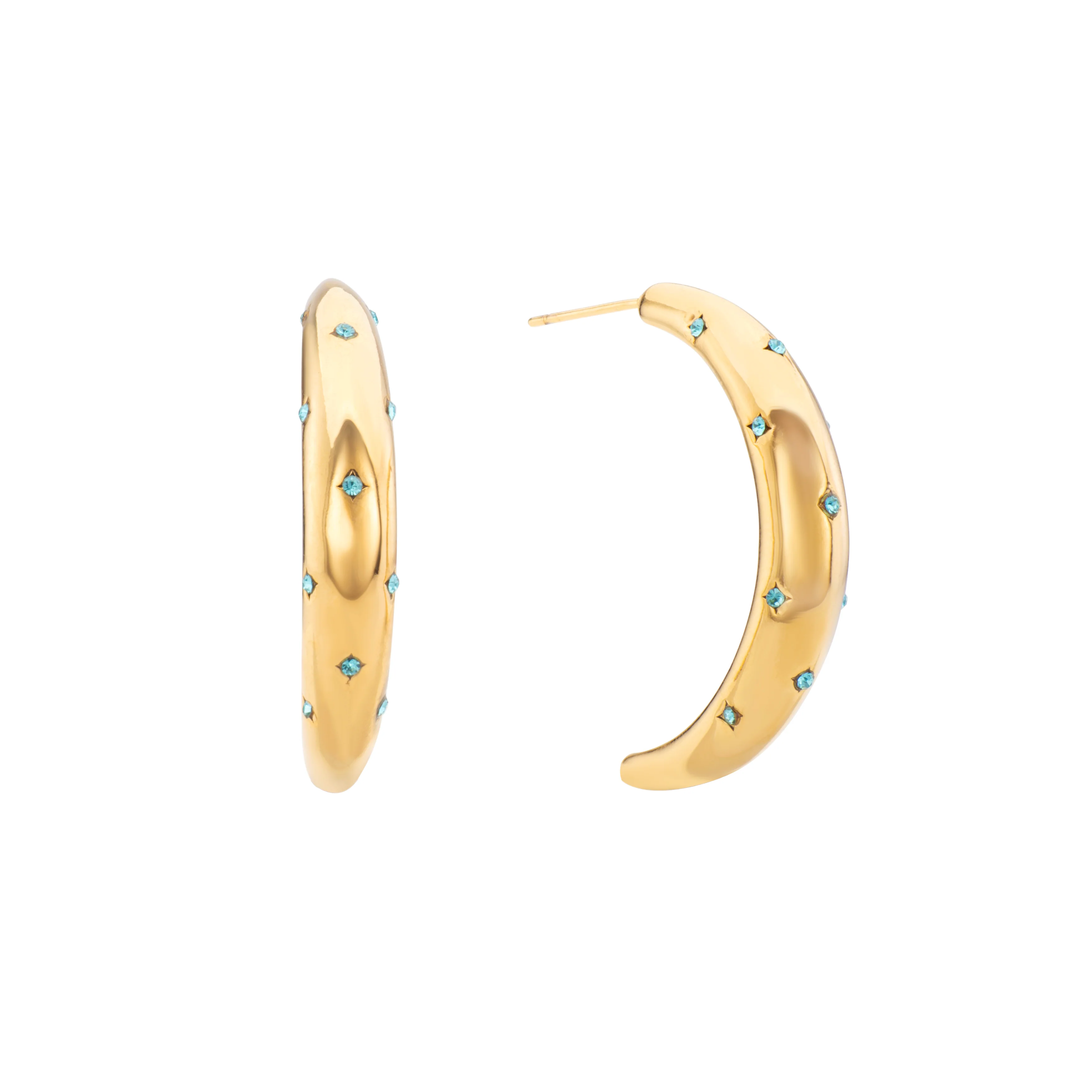 Skye Gold Turquoise Chunky Half-Hoop Earrings