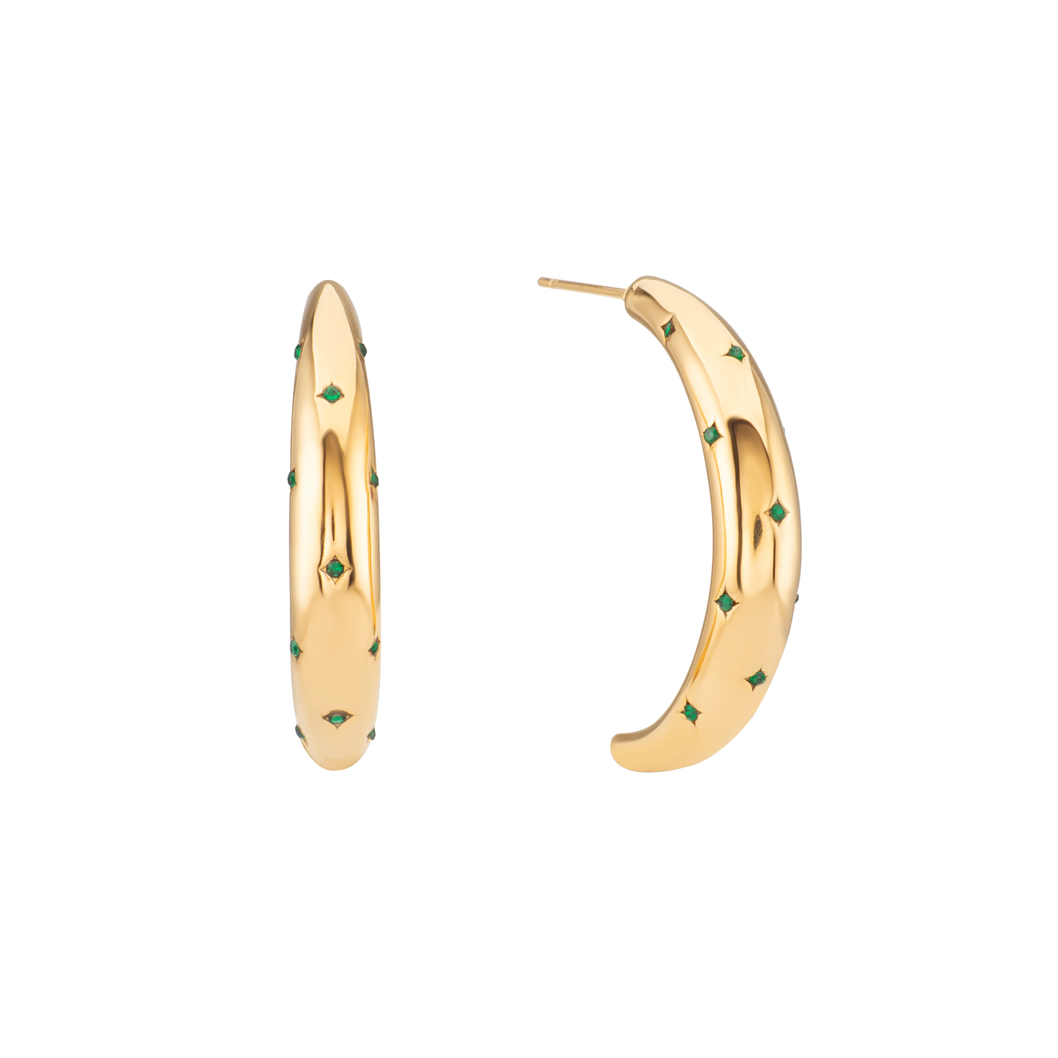 Skye Green Chunky Half-Hoop Earrings