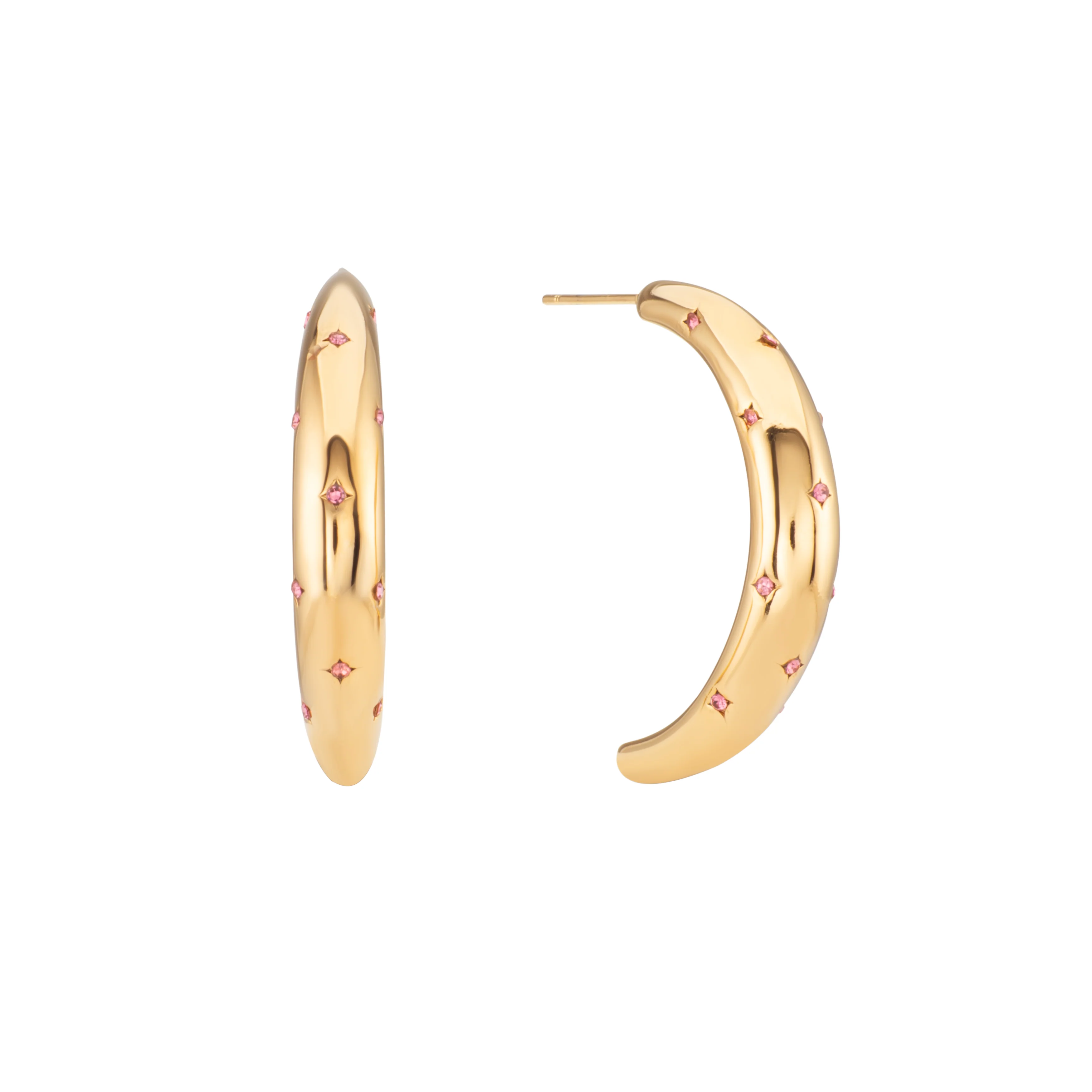 Skye Pink Chunky Half-Hoop Earrings
