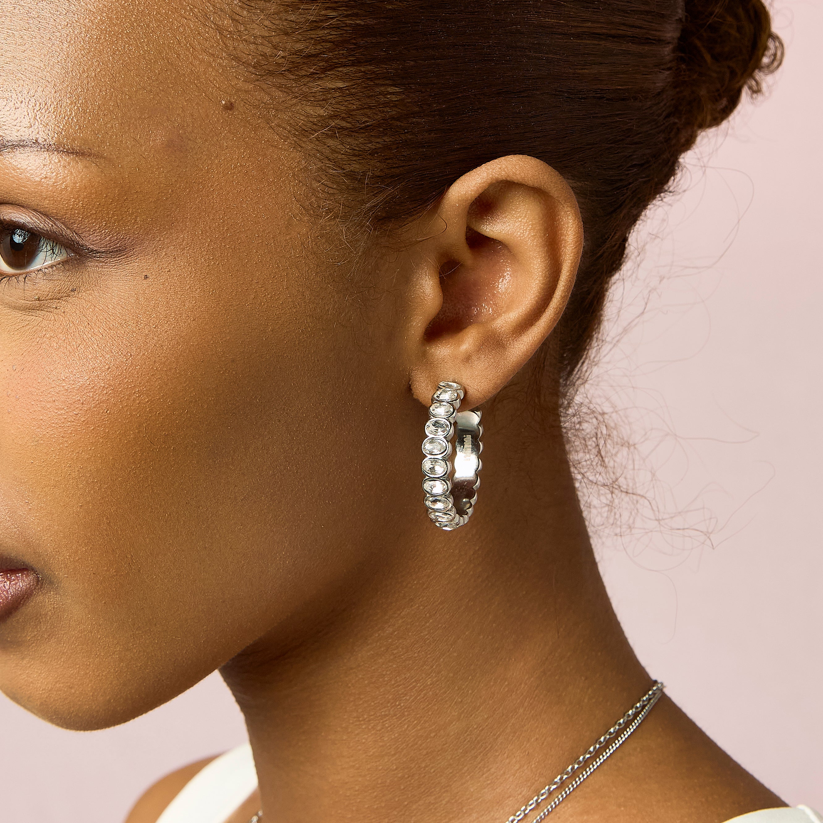 Sophie Silver Crystal Chunky Earrings - Image 2