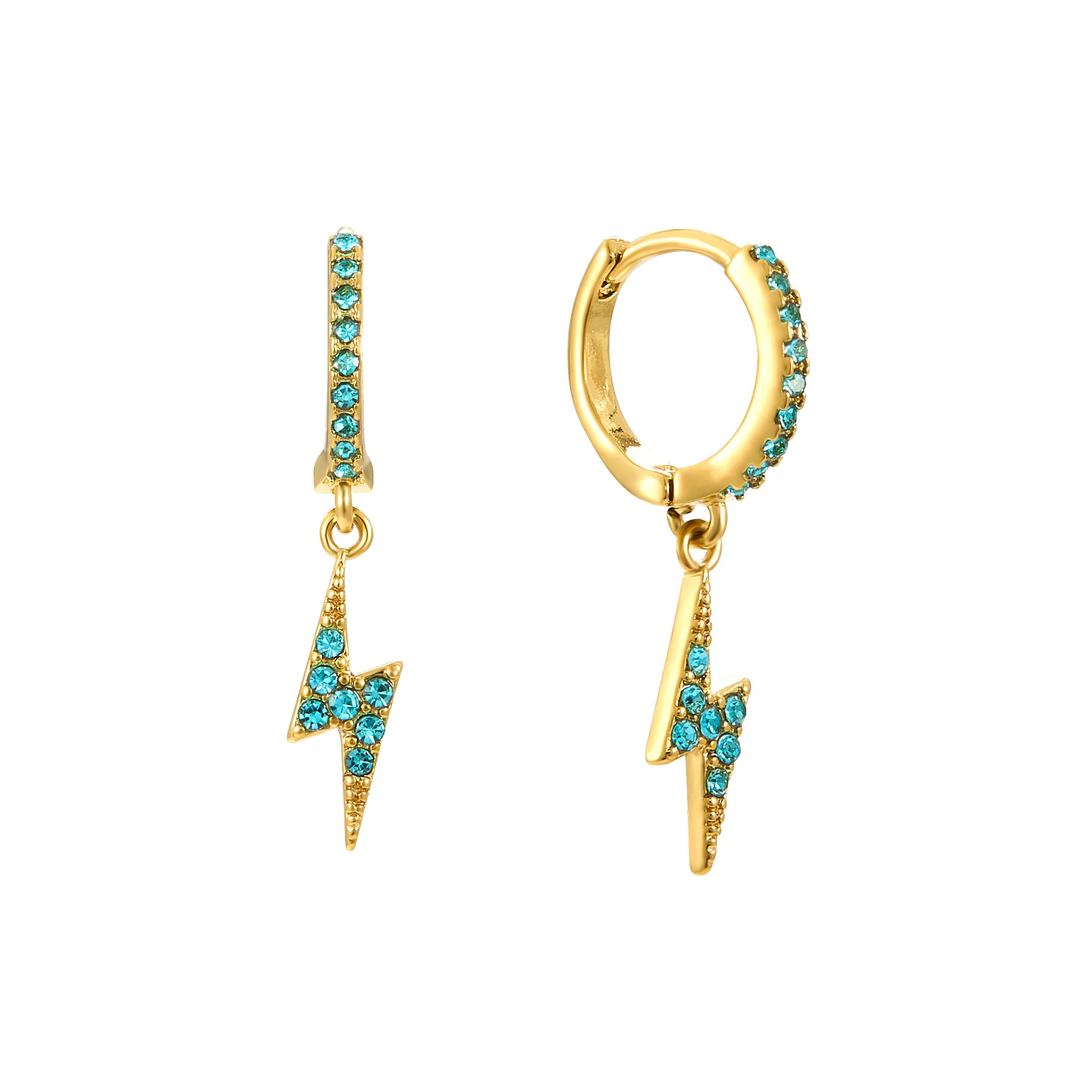 Talitha Gold Turquoise Lightning Bolt Huggie Earrings